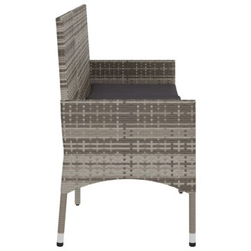 furnicato Gartenbank 3-Sitzer mit Kissen Grau Poly Rattan