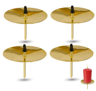 Weihnachtswunder® Kerzenhalter 12x Kerzenhalter mit Dorn gold 5cm groß Kerzenstecker für Adventskranz (12 St)