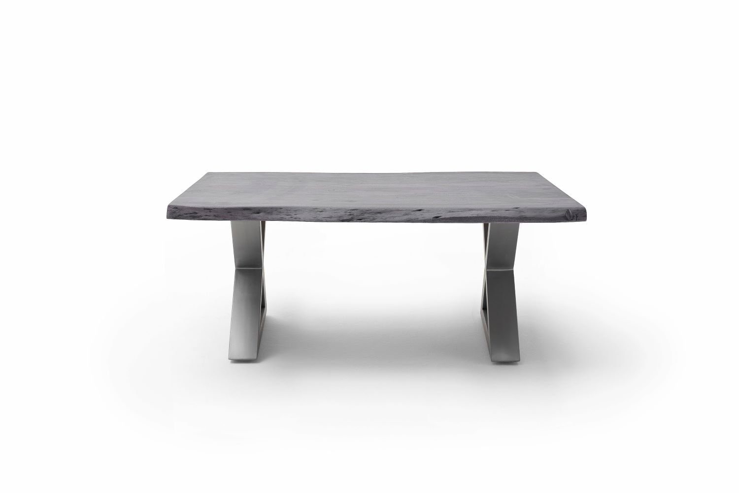 MCA furniture Couchtisch Baumkante Akazie-massiv X-Form Cartagen, grau rechteckig