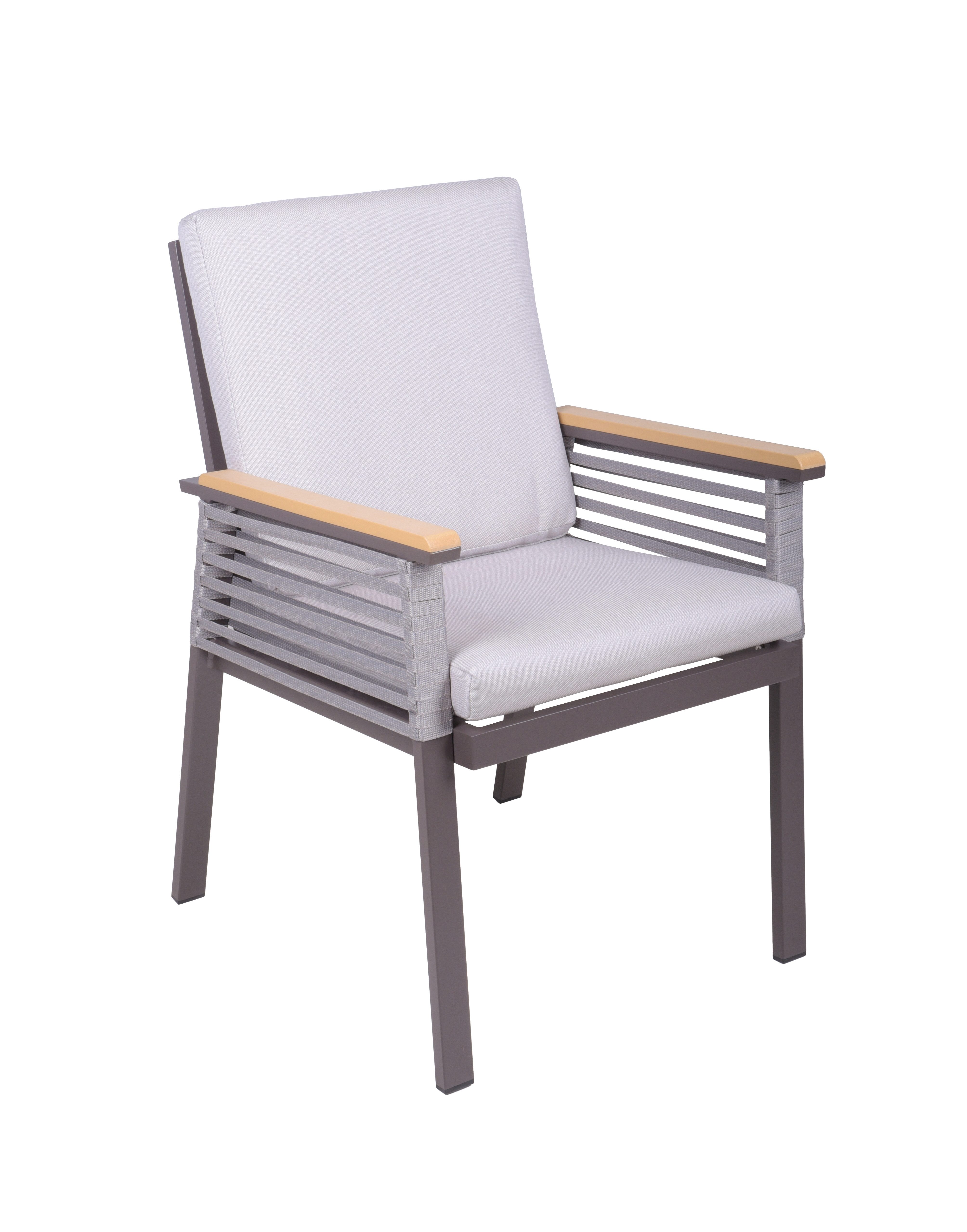 Garden Pleasure Gartenstuhl Stuhl DENIA, dunkelbraun, Aluminium, Non-Wood, Seilbespannung