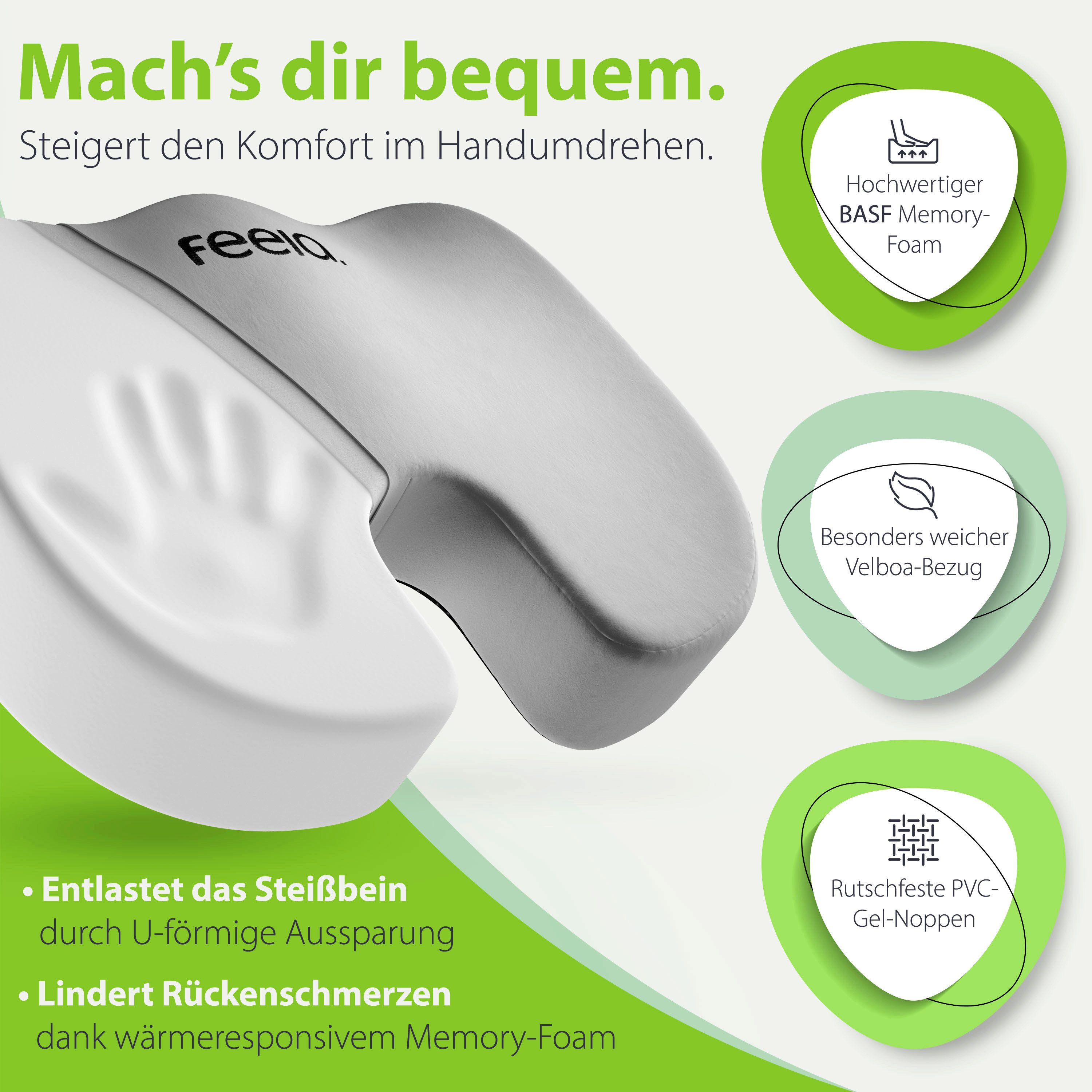 feela Sitzkissen Orthopädisches Kissen – Ergonomisch, 3 Härtegrade bei Rückenschmerzen, Fördert gesundes Sitzen & entlastet Rücken – Zuhause, Büro & unterwegs