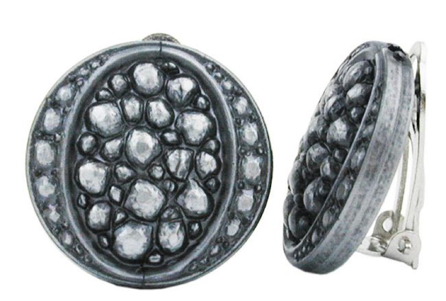 unbespielt Paar Ohrclips Modeschmuck Ohrringe Scheibe Mosaik silbergrau 22 günstig online kaufen