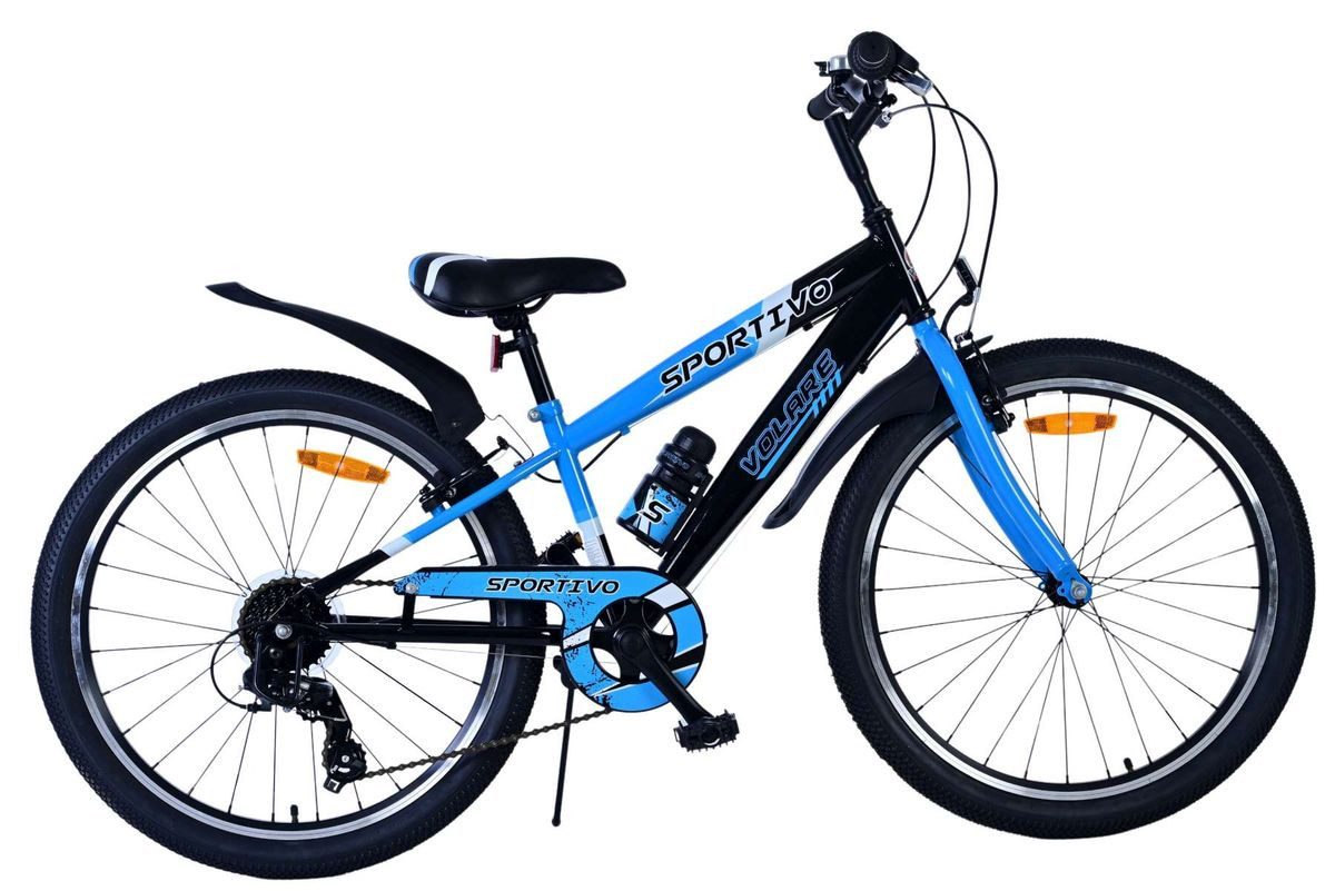 Volare Kinderfahrrad 24 Zoll Kinder Fahrrad Kinderfahrrad Rad Bike 7 Gang Sportivo Bl 24112, 7 Gang Shimano, Kettenschaltung, Seitenständer, Schutzbleche, Trinkflasche, Klingel