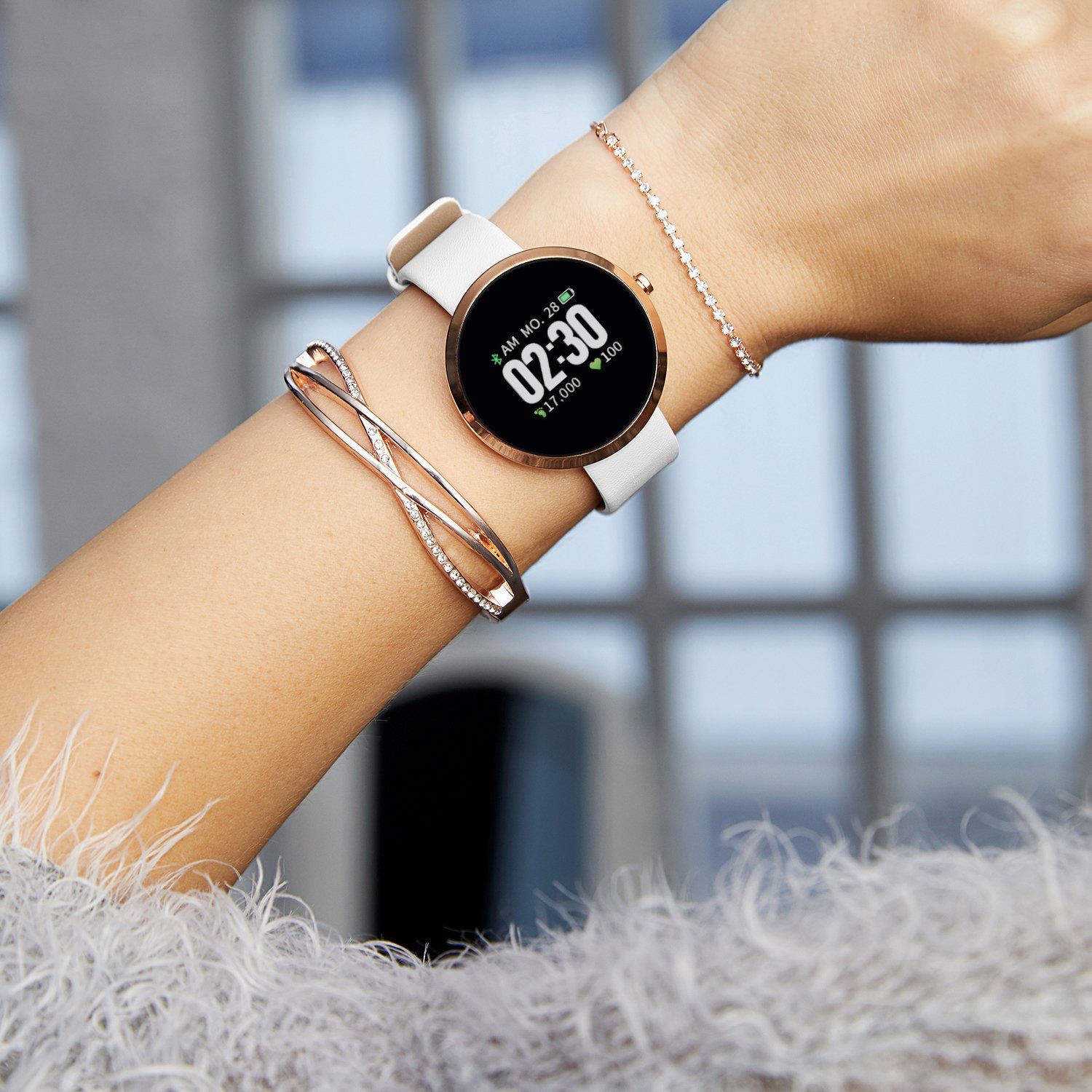 Bluetooth Smartwatch Armband Pulsuhr Blutdruck Fitness Tracker für Herren Damen 