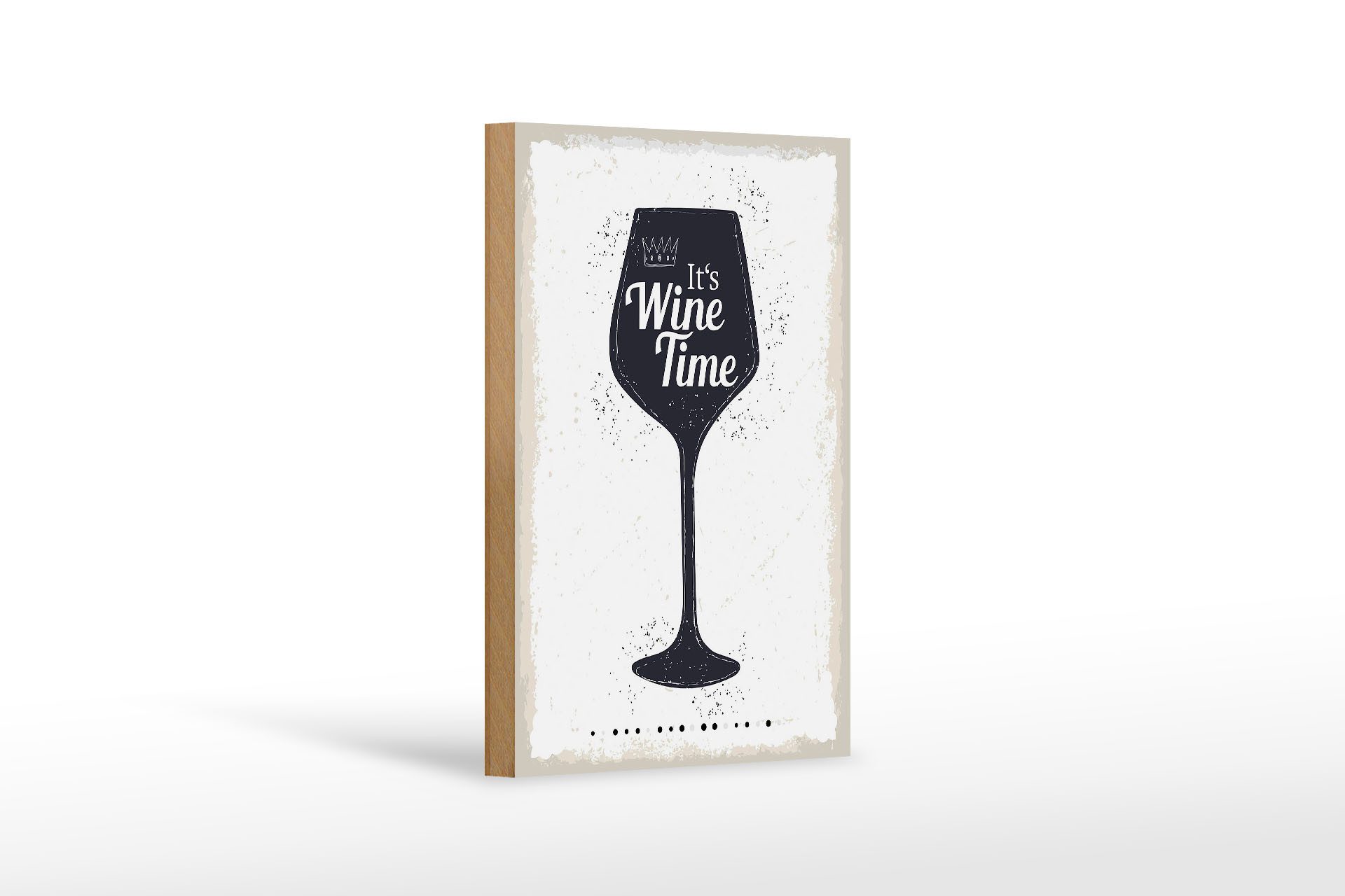 Holzbild Spruch Wein It´s Wine Time 12x18 cm