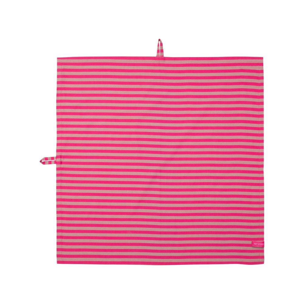 PiP Studio Geschirrtuch Geschirrtücher-Set Stripes Pink (65x65cm) (2-teilig)