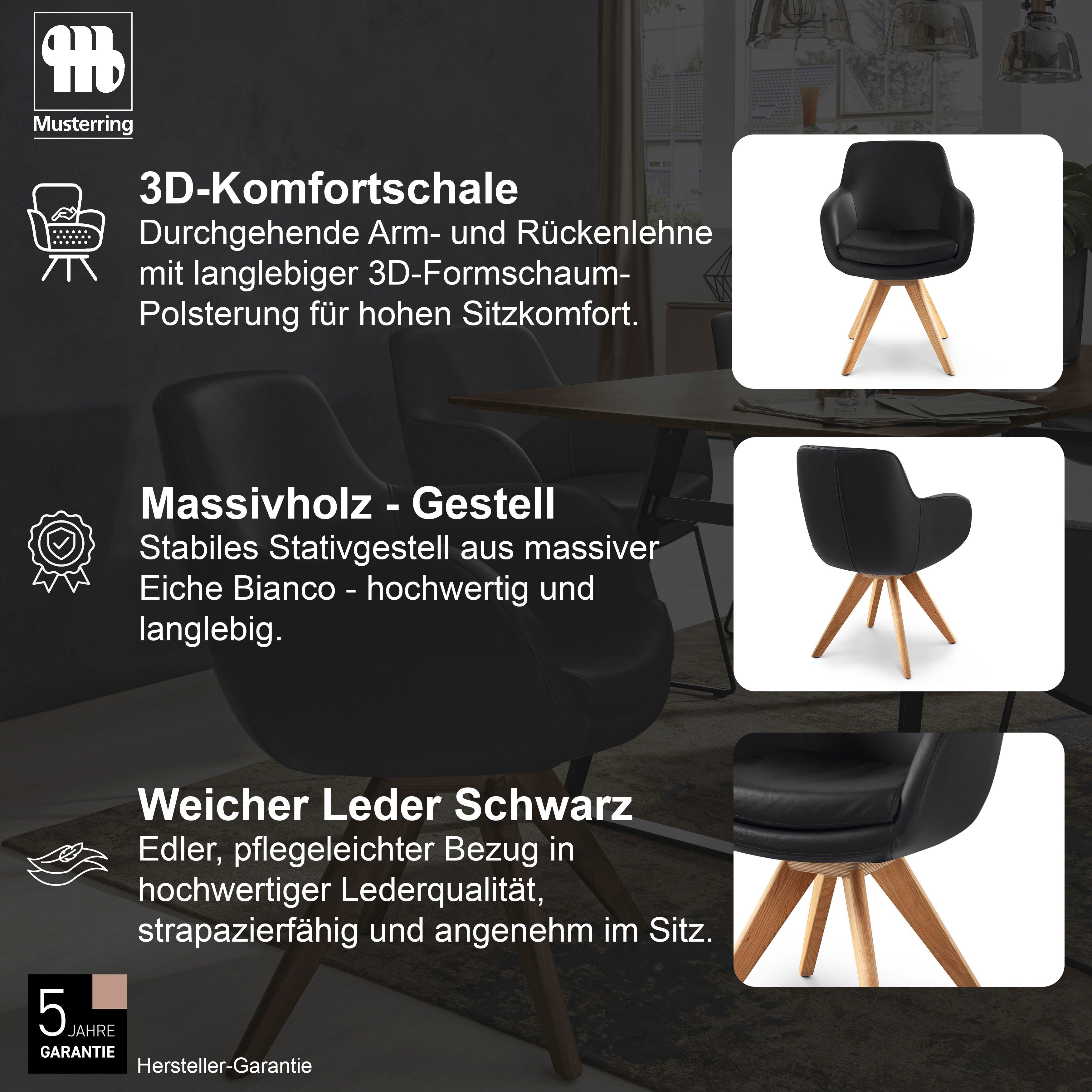 Musterring Esszimmerstuhl Tavia (Set, 2 St), Stativgestell Eiche Bianco, Drehfunktion optional, diverse Farben