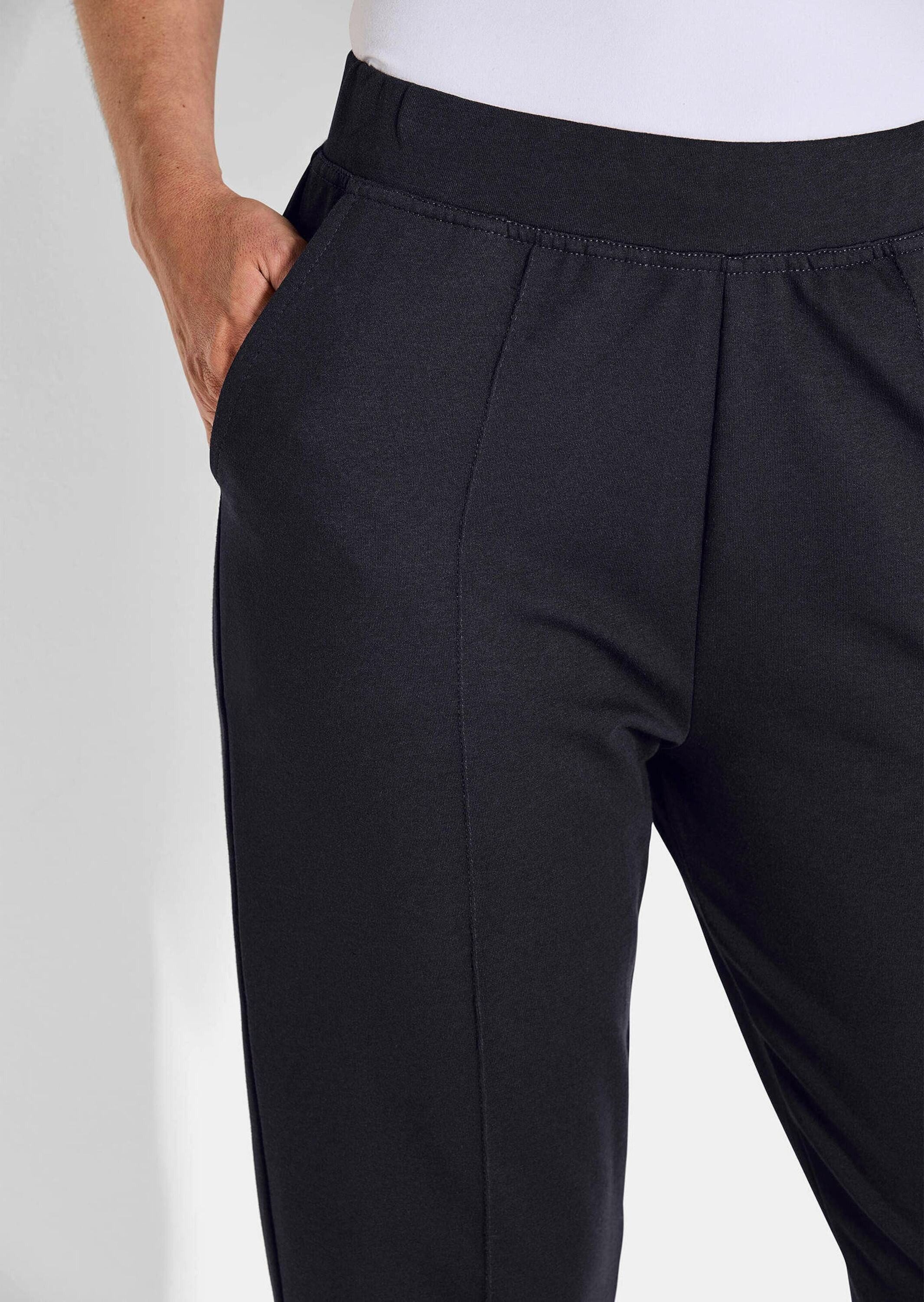GOLDNER Jogginghose Kurzgröße: Elastische Jogpants im Doppelpack Zwei Hosen mit Biesen und Stretchbund, schmales, langes Bein