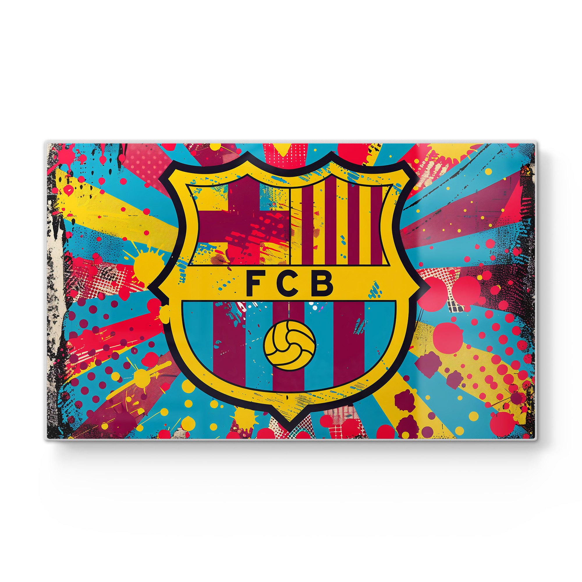 DEQORI Schneidebrett 'Wappen FC Barcelona', Glas, Platte Frühstücksbrett Schneideplatte