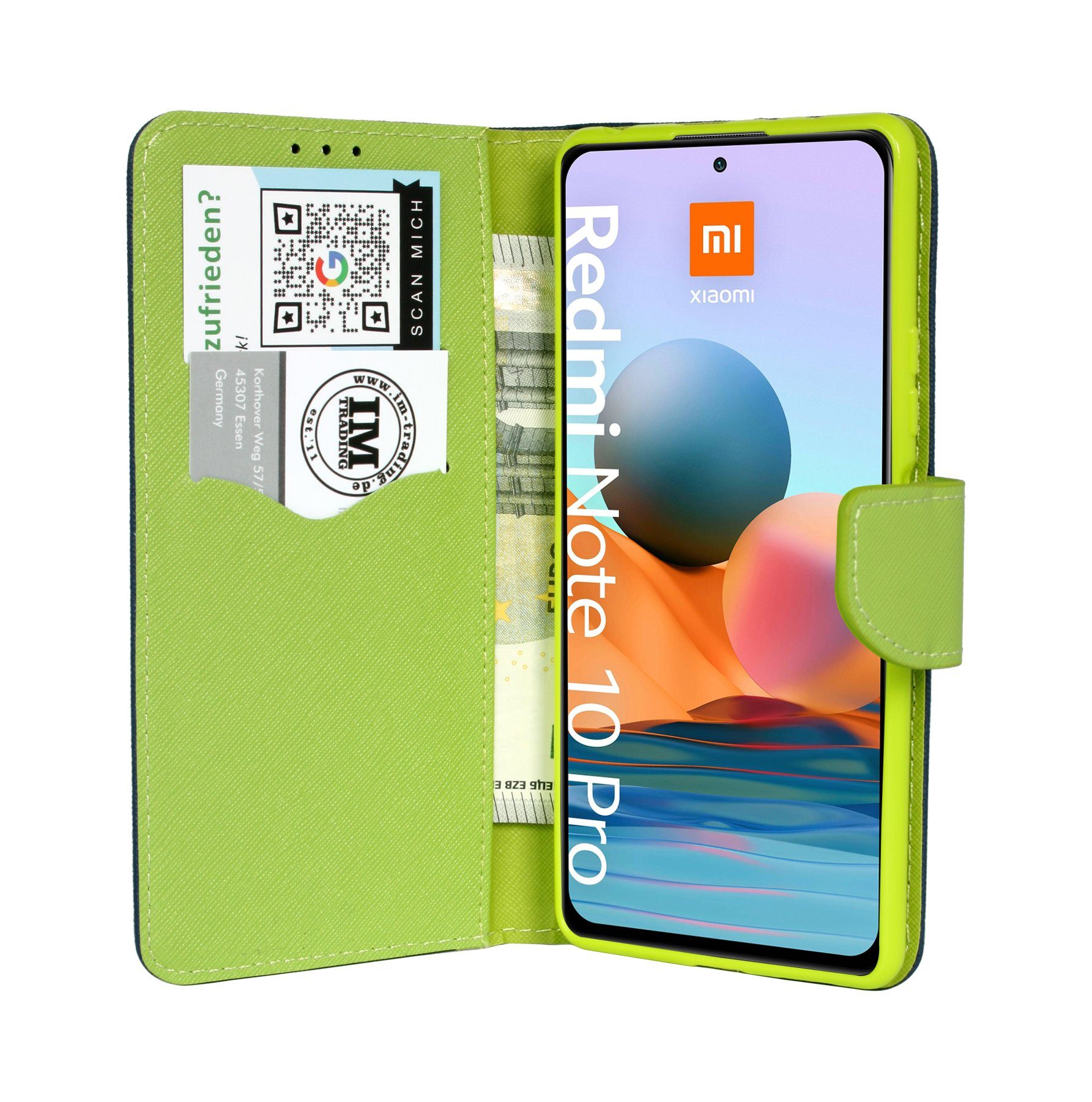 cofi1453 Handyhülle Buch Tasche "Fancy" XIAOMI REDMI NOTE 10 PRO, Kunstleder Schutzhülle Handy Wallet Case Cover mit Kartenfächern, Standfunktion