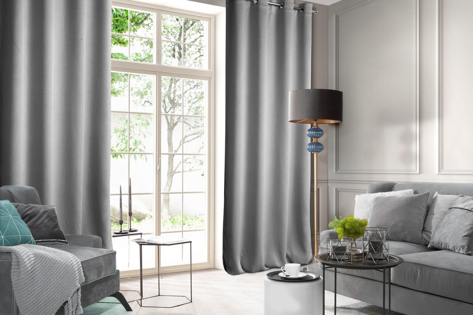 Design91 Vorhang Samtvorhänge 140x250 cm (1 St), Ösen, blickdicht, Samt, Wohnzimmer