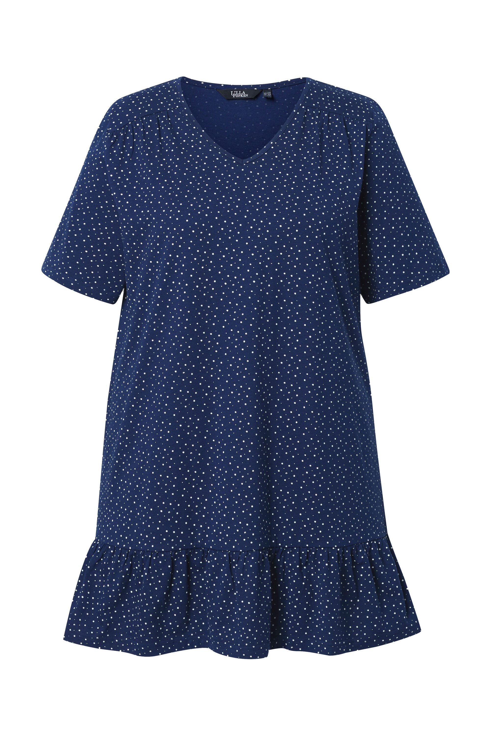 Ulla Popken Longshirt T-Shirt Volant A-Linie V-Ausschnitt günstig online kaufen