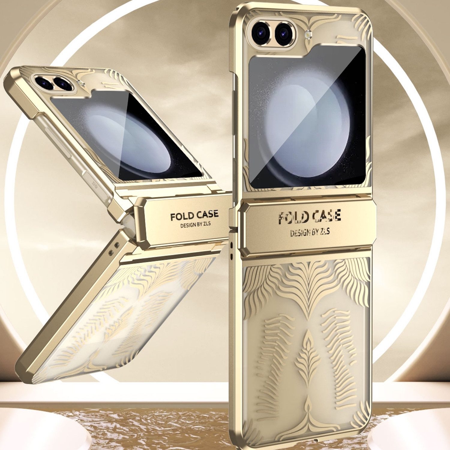 Wigento Handyhülle für Samsung Galaxy Z Flip 5 PC / TPU Schutz Electroplated