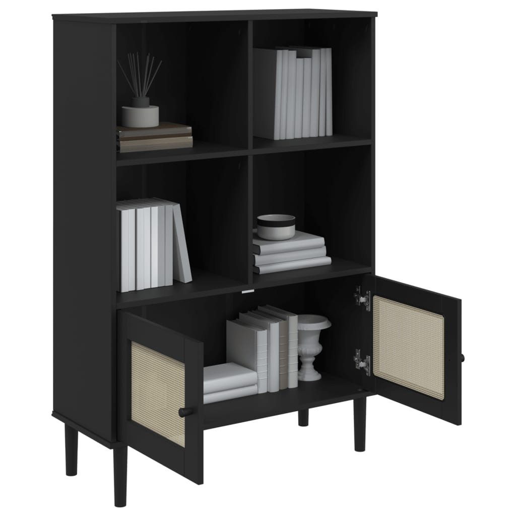 vidaXL 90x35x130 1-tlg. Schwarz Kiefer, Massivholz cm Bücherregal Bücherregal SENJA