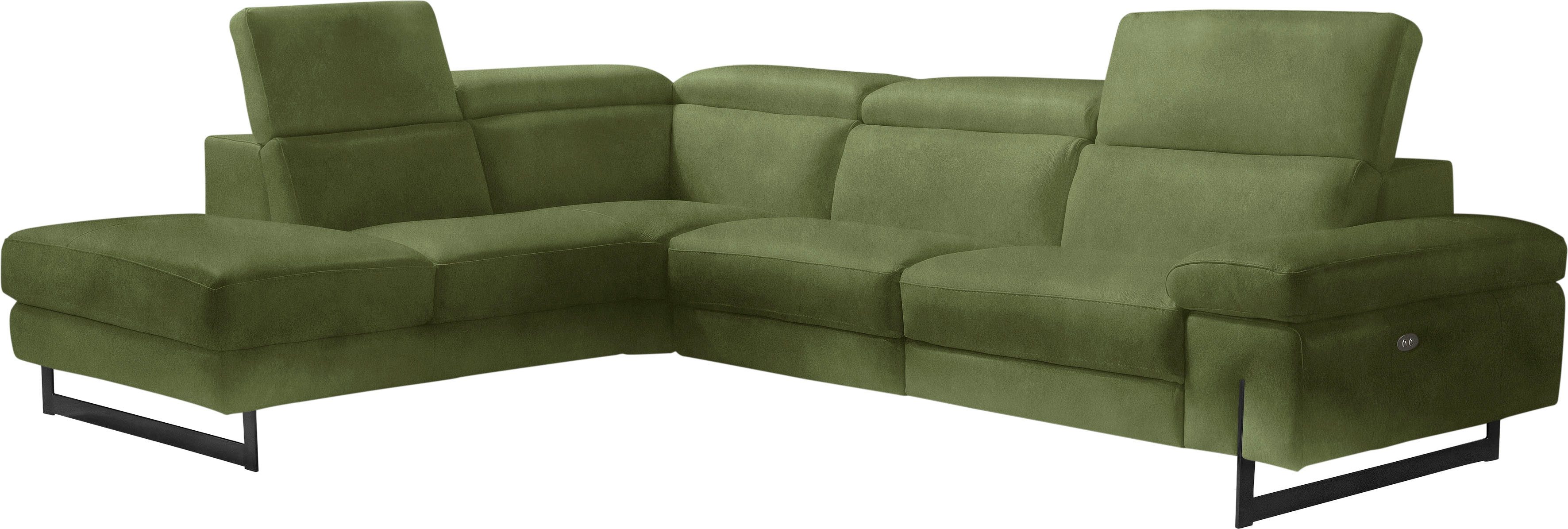 Egoitaliano Ecksofa Candice, elegant, edel und bequem, erstklassiger Sitzkomfort, L-Form, inkl. 2 elektrischer Relaxfunktionen, Bedienung über Taste an Armlehne