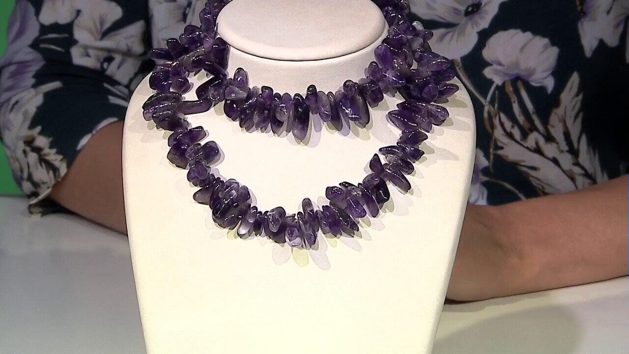 Cavill Silberkette Cavill vergoldete Amethyst Halskette 70 cm, 7,08 ct lila Perlen (1-tlg)