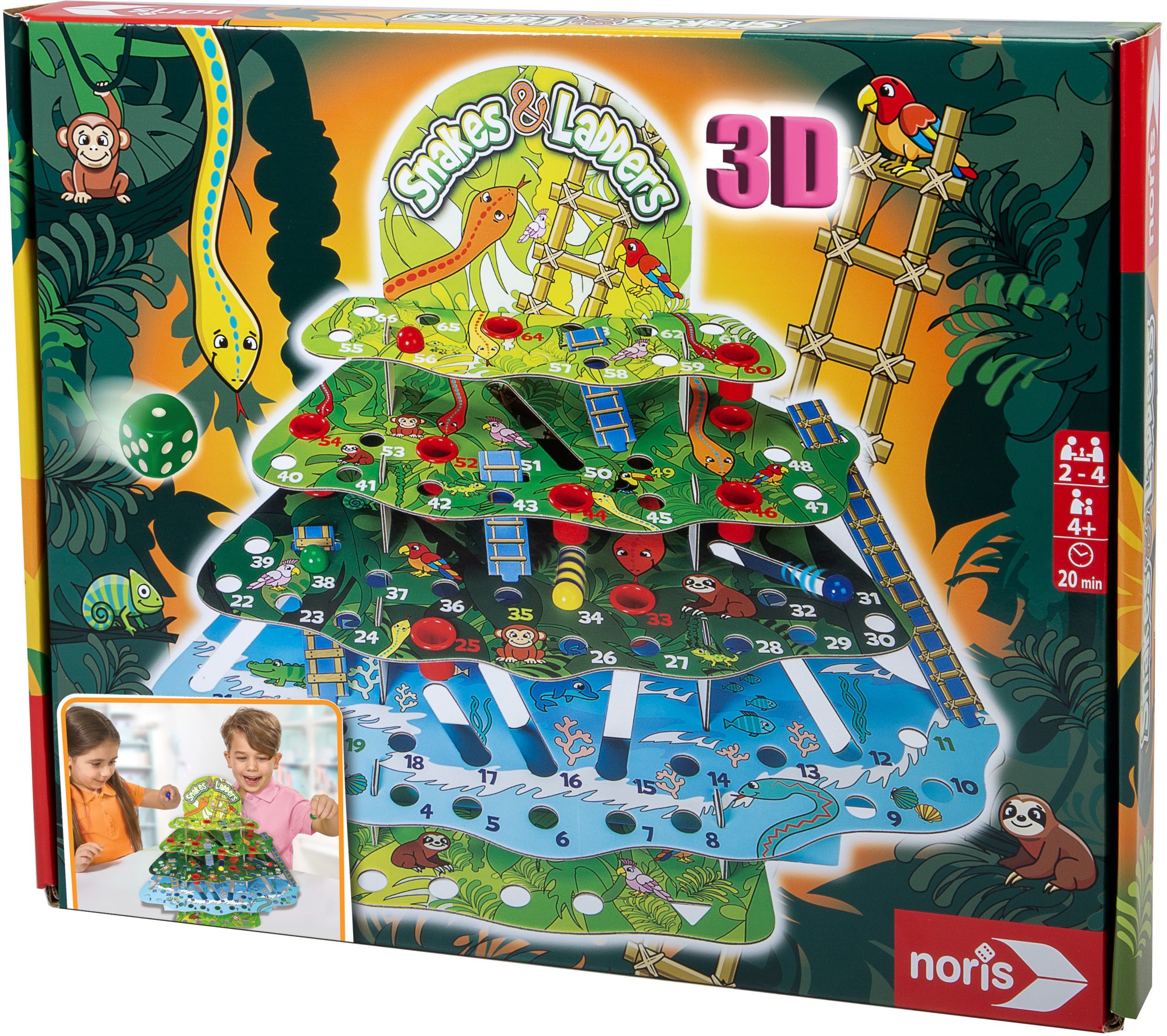 Noris Spiel Snakes & Ladders Dschungel, Murmelspiel