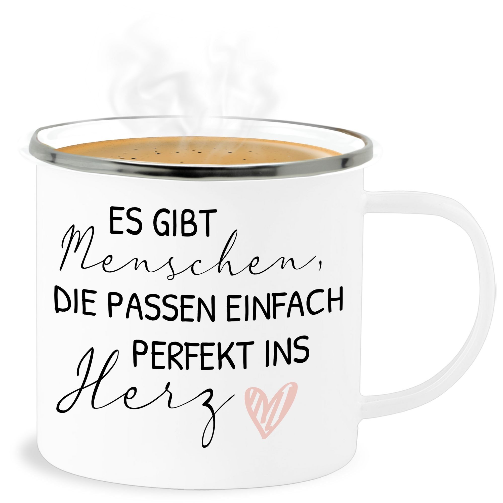 Shirtracer Becher Es gibt Menschen die passen einfach ins Herz, Schön dass es dich gibt, 1-tlg., Stahlblech, Freund