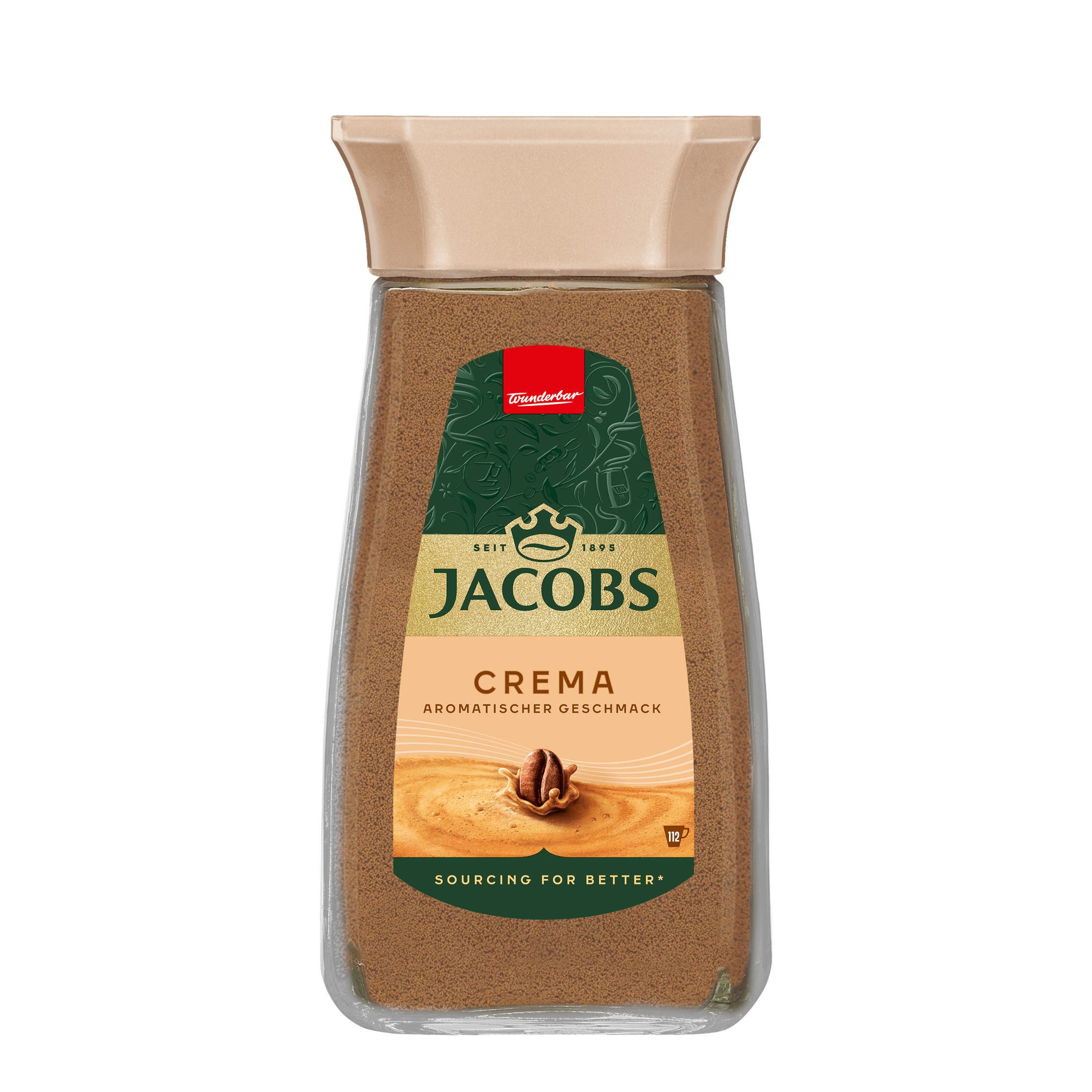 JACOBS Kaffee löslicher Kaffee Crema 6 x 200 g Gläser Löskaffee Instantkaffee, 1200 g, (Packung, 6er Pack)
