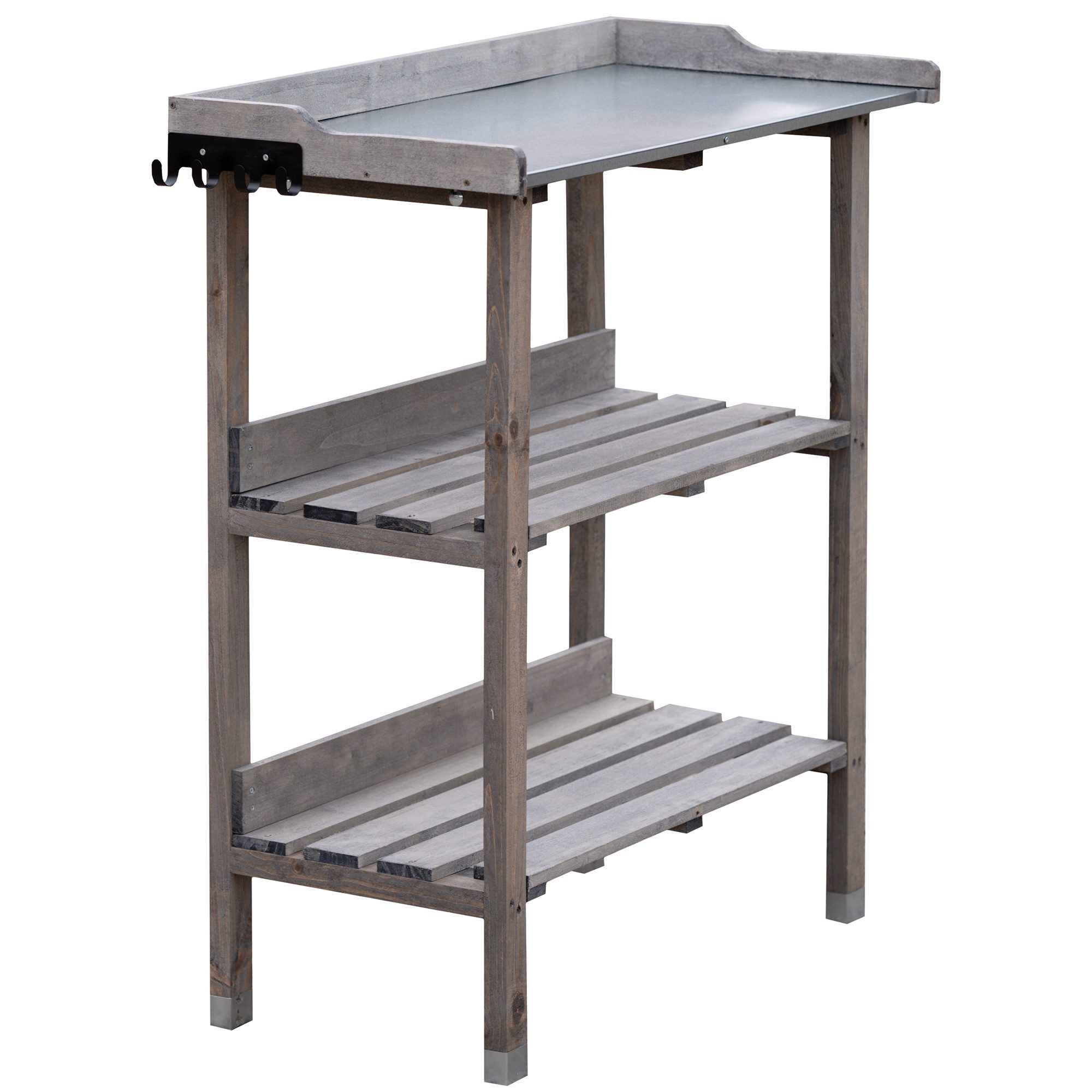 NYVI Pflanztisch Pflanztisch aus Holz 76x38x89 cm verzinkte Arbeitsplatte & Ablageboden, Outdoor & Indoor, Wetterfest, Gärtnertisch aus Holz