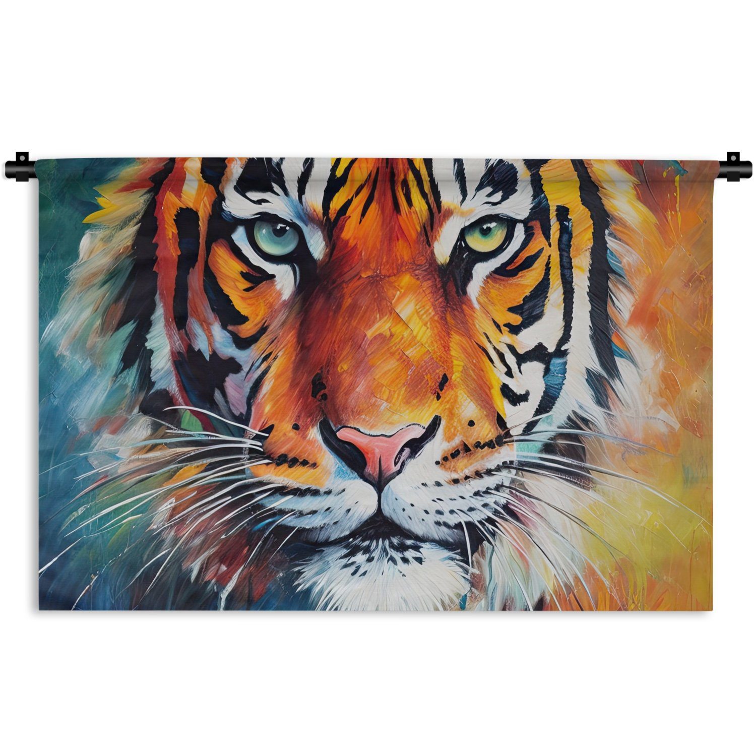 MuchoWow Wanddekoobjekt Tiger - Kunst, für Schlafzimmer, Kinderzimmer - Wandbehang, Wohnzimmer, Wanddeko Ölgemälde - Tiere Kleid