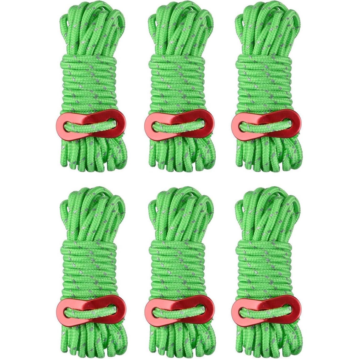 LuxusKollektion Abspannleine Abspannseile reflektierende Seilspanner 4m 4mm 02 Grün Φ4mm 6 Stück