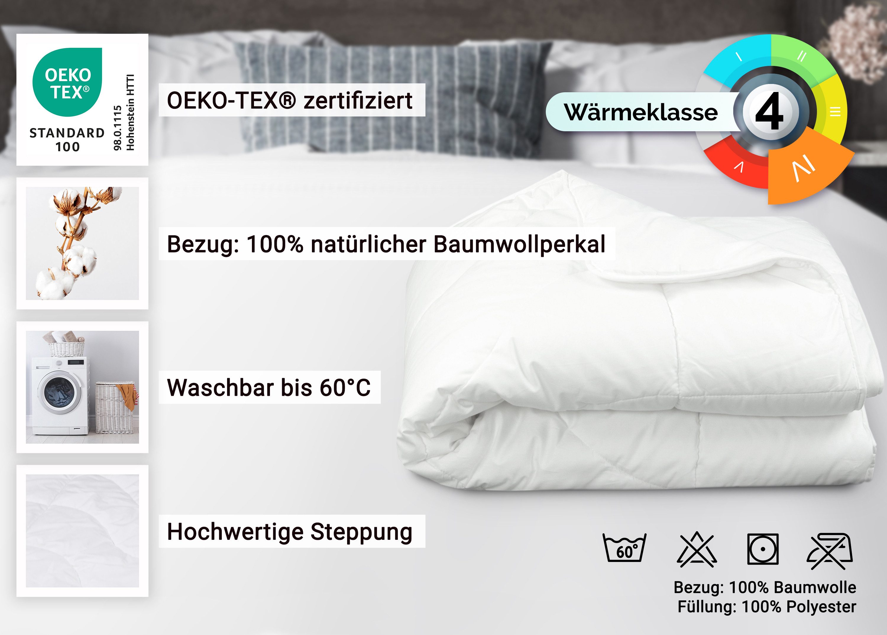 ZOLLNER Microfaserbettdecke, 135 x 200 cm, 100% Polyester, vom Hotelwäschespezialisten