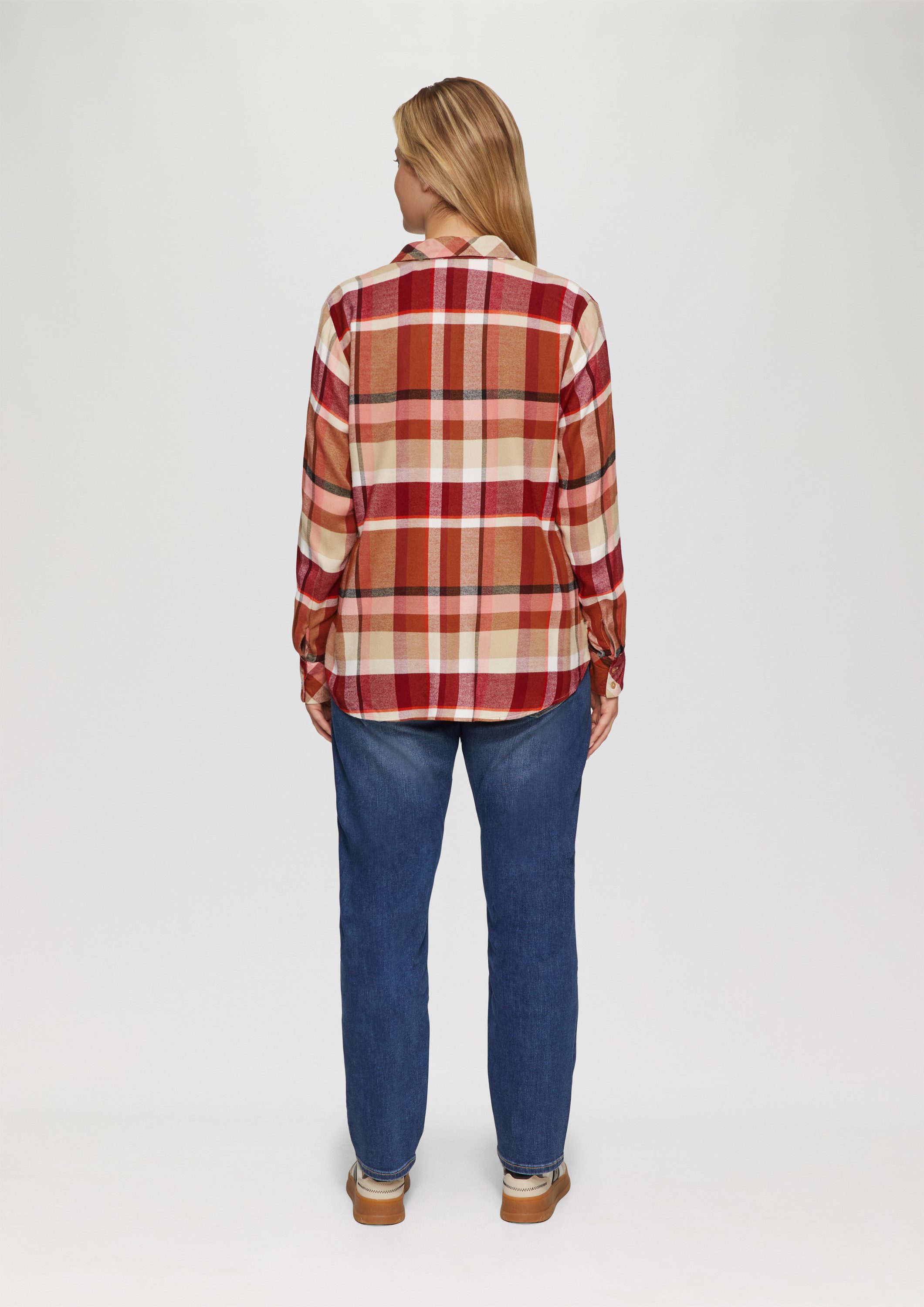 s.Oliver Langarmbluse Bluse Karierte Bluse mit Hemdkragen