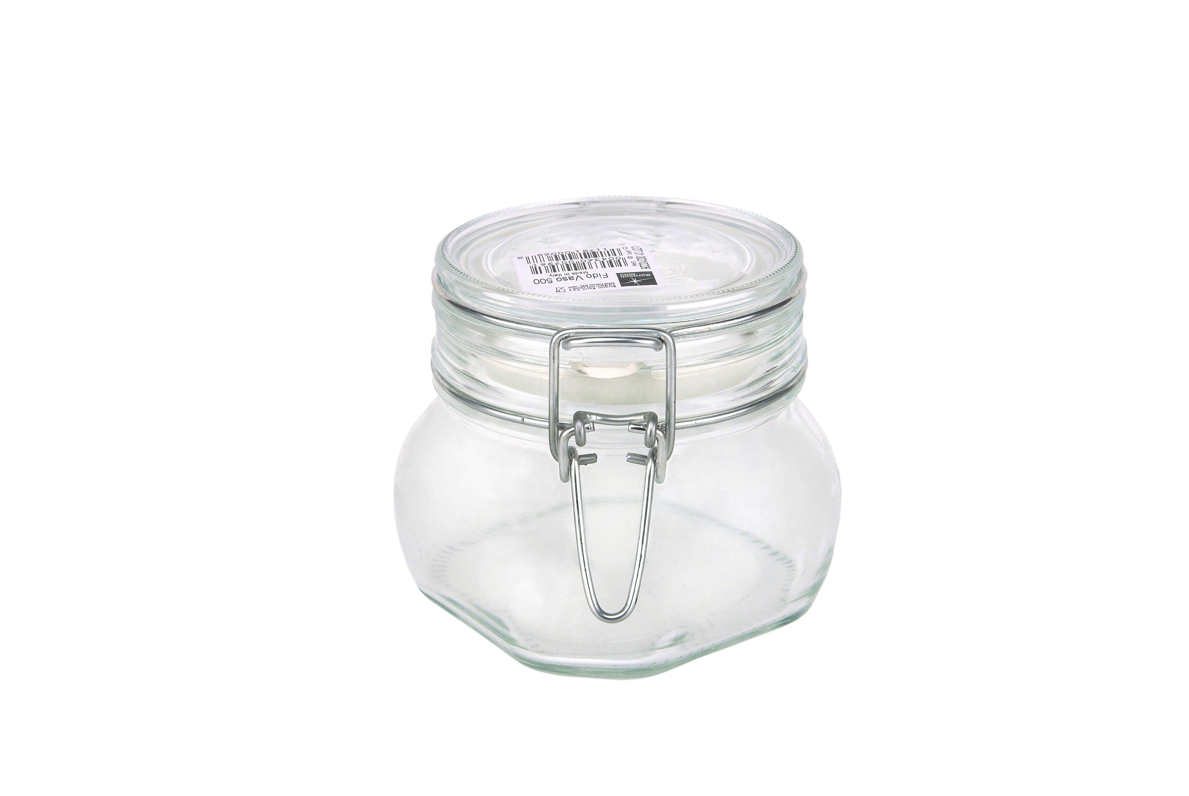 Bormioli Rocco Vorratsglas Einmachglas Bügelverschluss Original Fido 0,5L incl. Rezeptheft, Glas