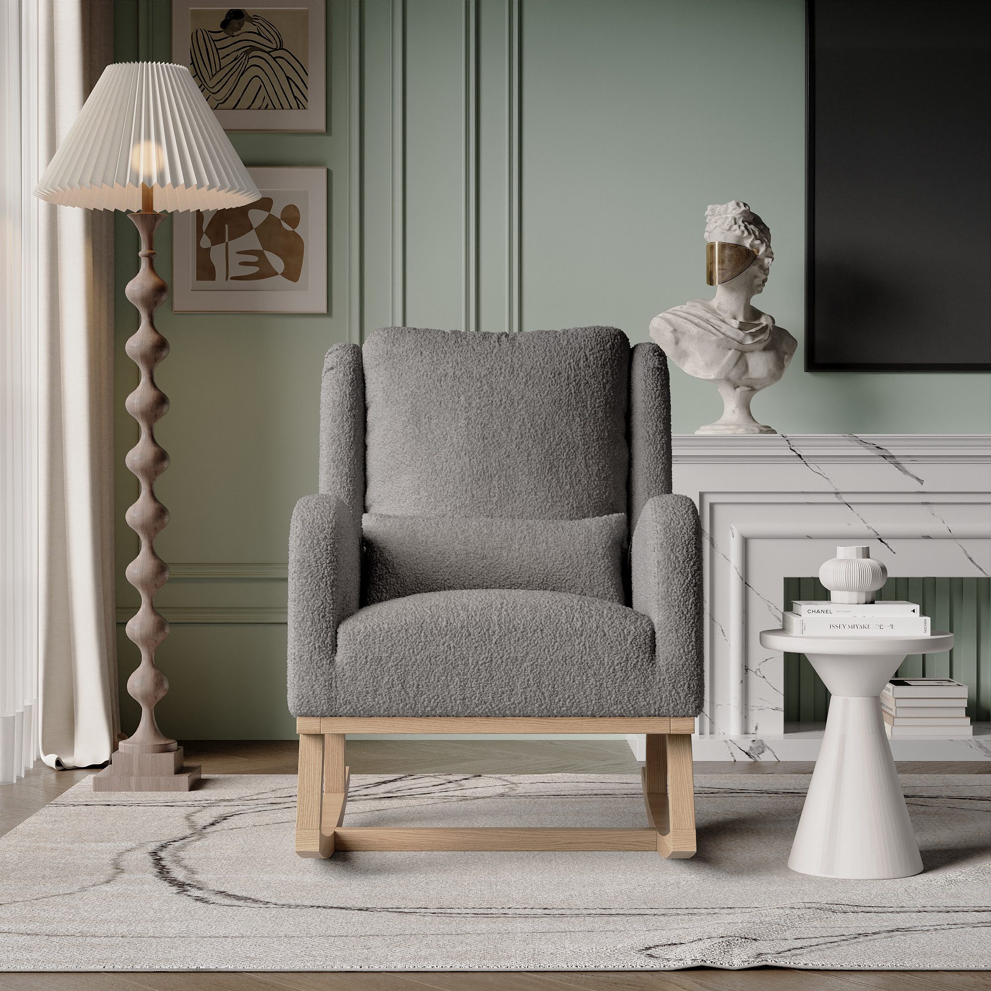 PXloue Schaukelstuhl Ergonomischer Schaukelstuhl mit Nackenstütze günstig online kaufen