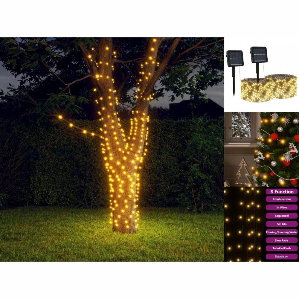 Stk Indoor- Warmweiß 2 LED Lichterkette 2x200 vidaXL Outdoor-Solarlichterkette