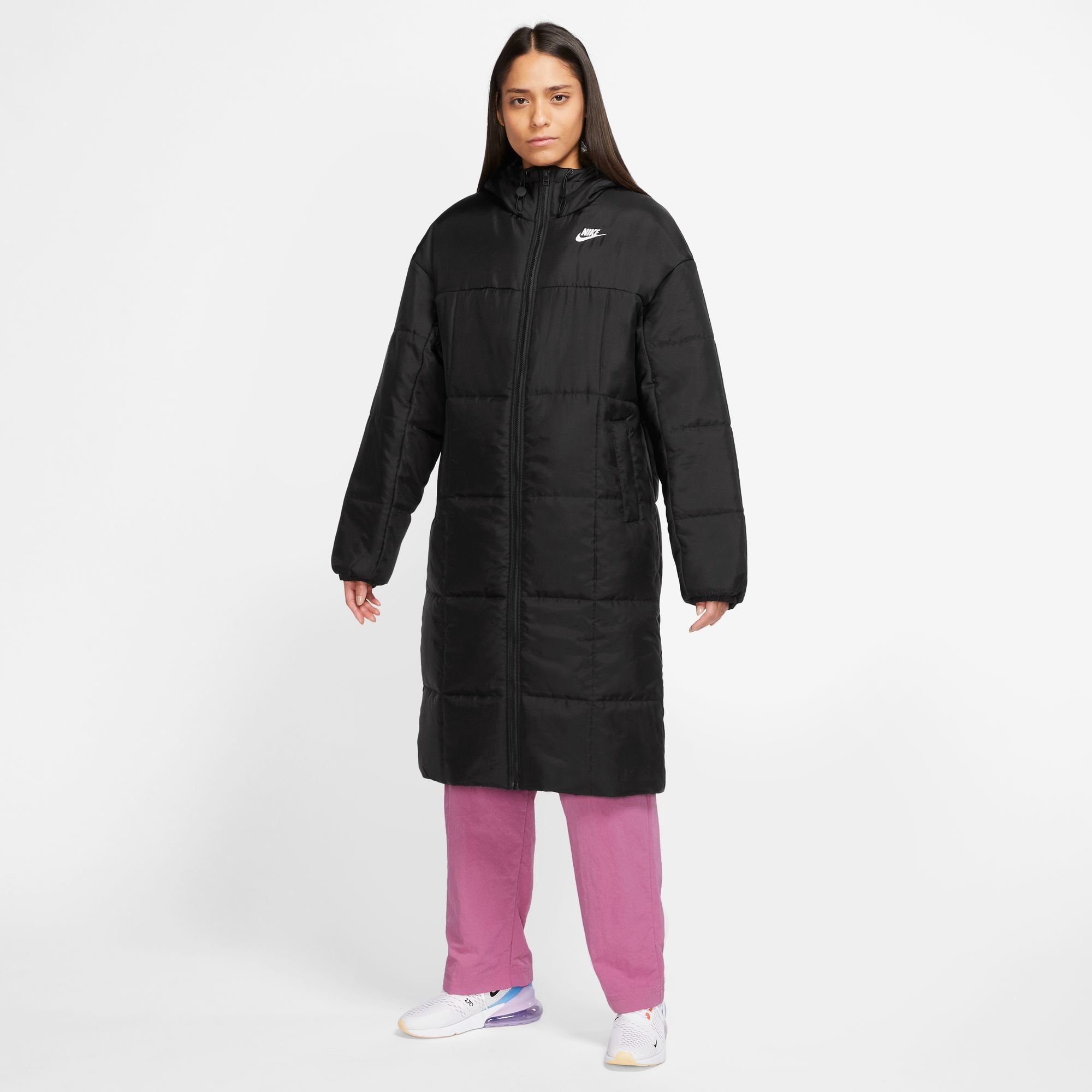 WOMEN'S CLASSIC Sportswear PARKA BLACK/WHITE Steppmantel THERMA-FIT Nike
