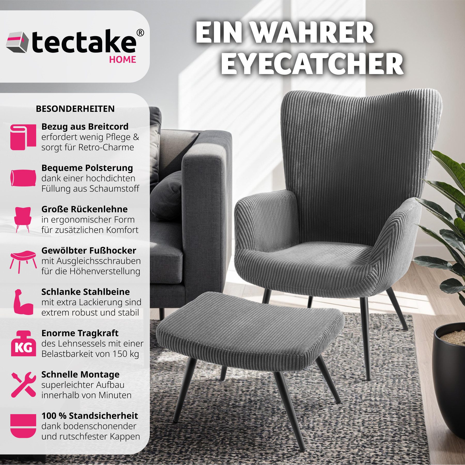 tectake Relaxsessel Sessel, gepolstert günstig online kaufen