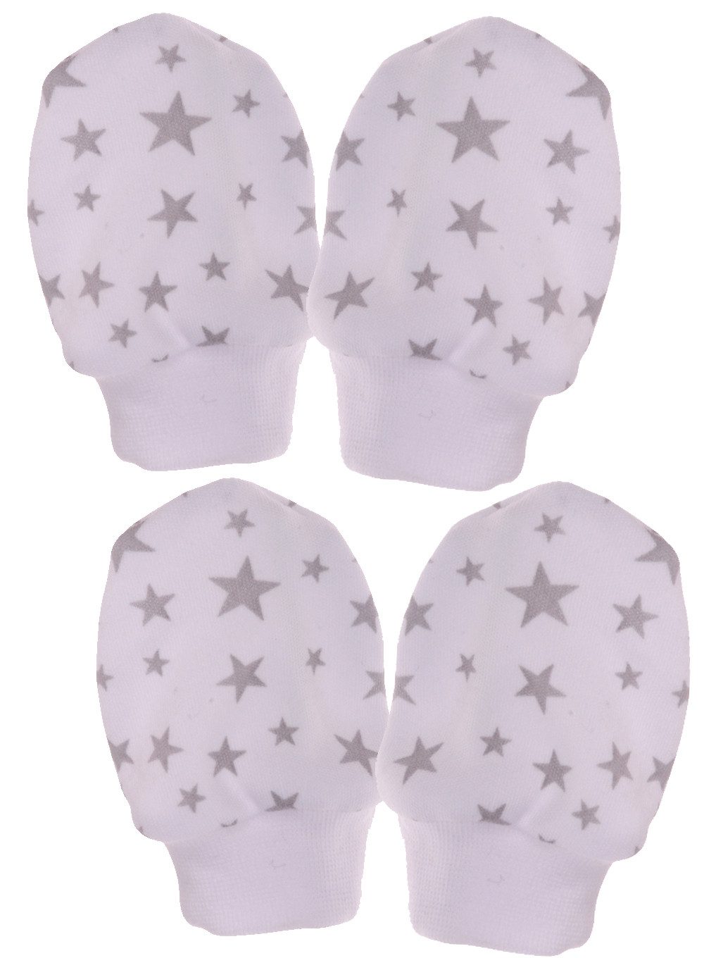 La Bortini Fäustlinge Fäustlinge Kratzhandschuhe Baby Kratzfäustlinge 2er Pack mit Sternchen Muster, neutral, unisex, für Neugeborene