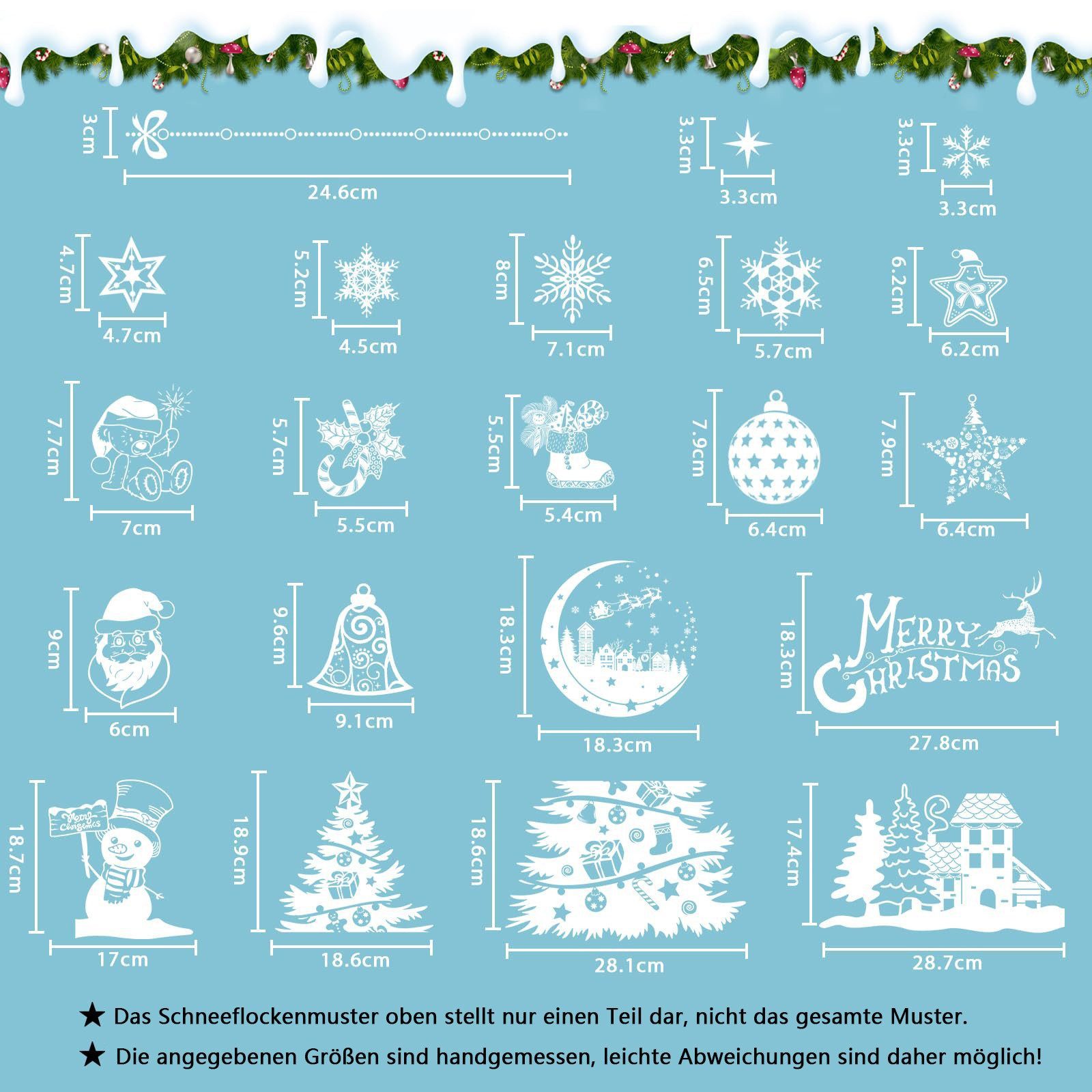 Bomiclss Fensterfolie Weihnachts-Fensteraufkleber, Fensterdekoration Doppelseitig, Aufkleber Weihnachtsdeko Fenster Weihnachtsfensteraufkleber – Bild 3 von 5