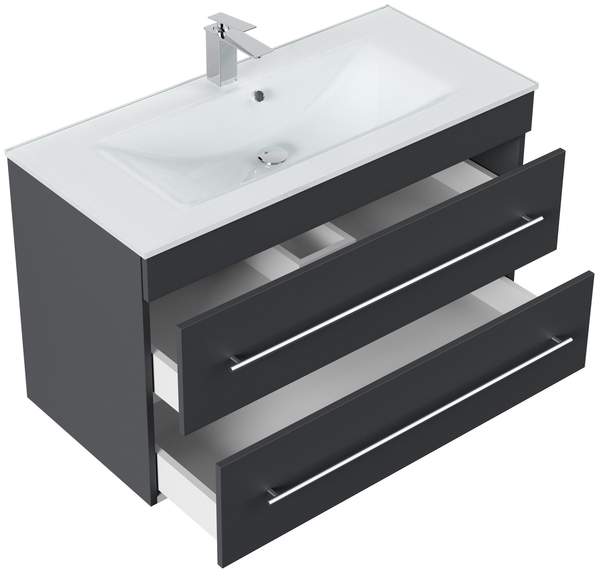 Magnolia Home Hängeschrank Badmöbel Vitro 1000 mit Glaswaschbecken SoftClos günstig online kaufen