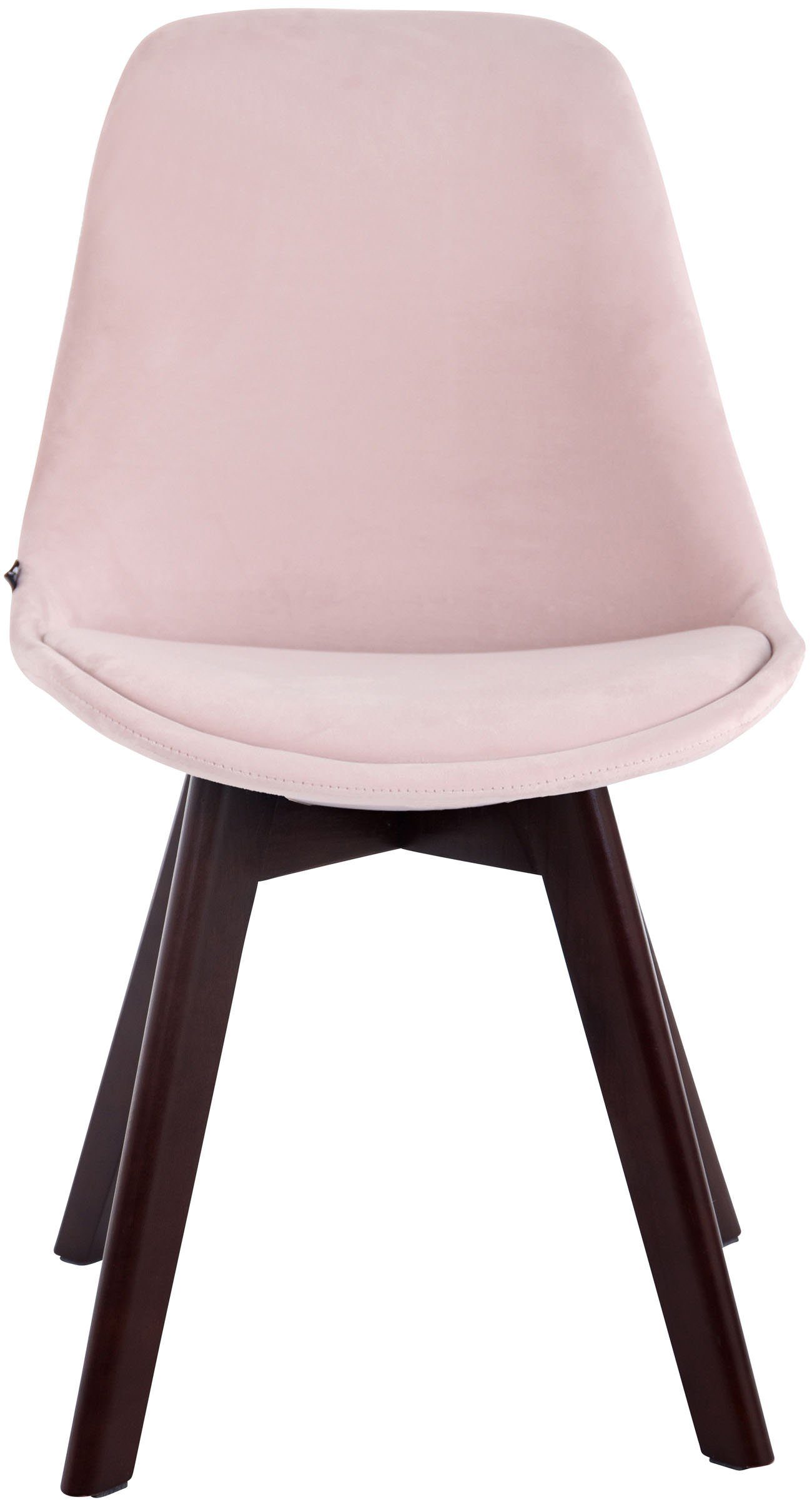 Sitzfläche: Gestell: Two Wohnzimmerstuhl), pink mit - - Bornova Sitzfläche gepolsterter Samt Besucherstuhl (Küchenstuhl - Konferenzstuhl Esszimmerstuhl hochwertig - Buchenholz Walnuss TPFLiving