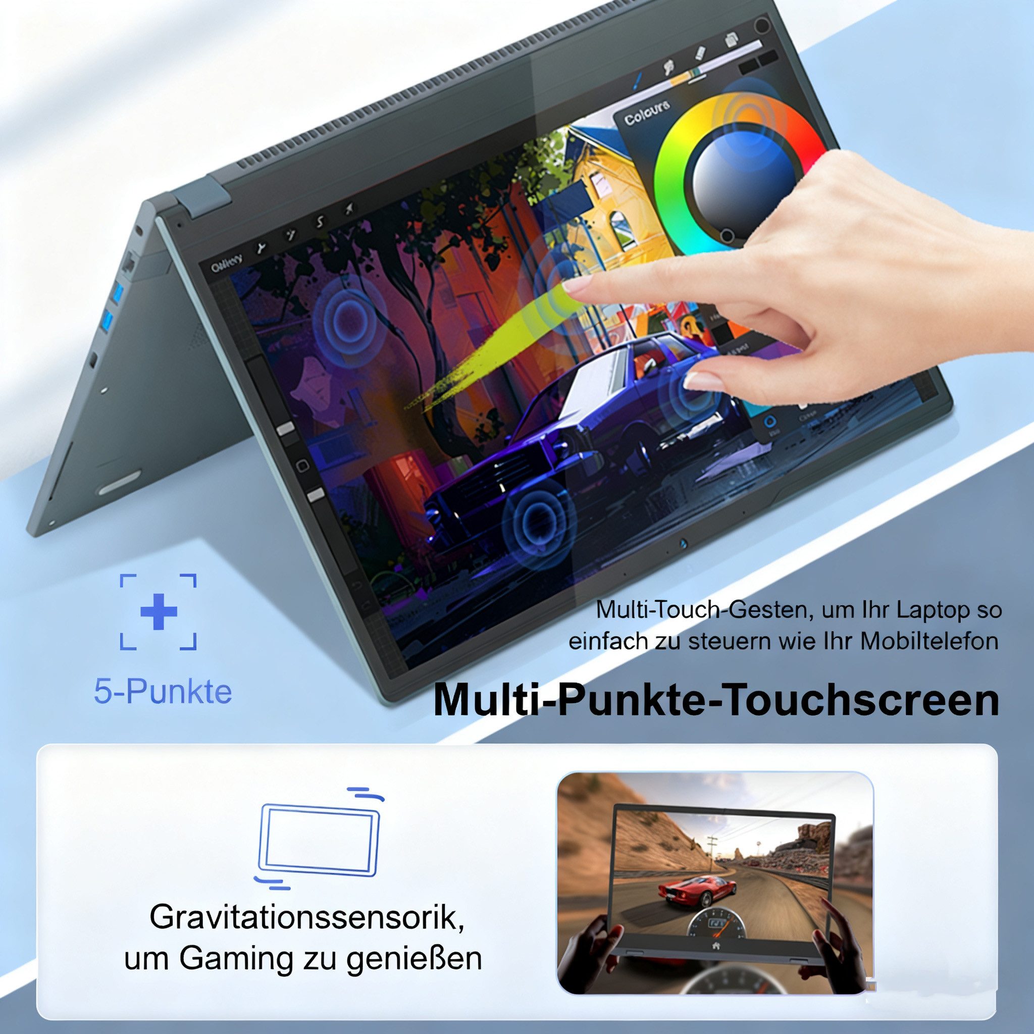 Ninkear 2 in 1 Convertible Laptop,15.6 Zoll (1920x1080),AMD Ryzen 3 3200U Business-Notebook (AMD AMD Ryzen™ 3 3200U, Radeon™ Vega 3 Grafikkartenserie, 16 GB, 512 GB SSD, 16 GB RAM, 512 GB SSD, Windows 11)