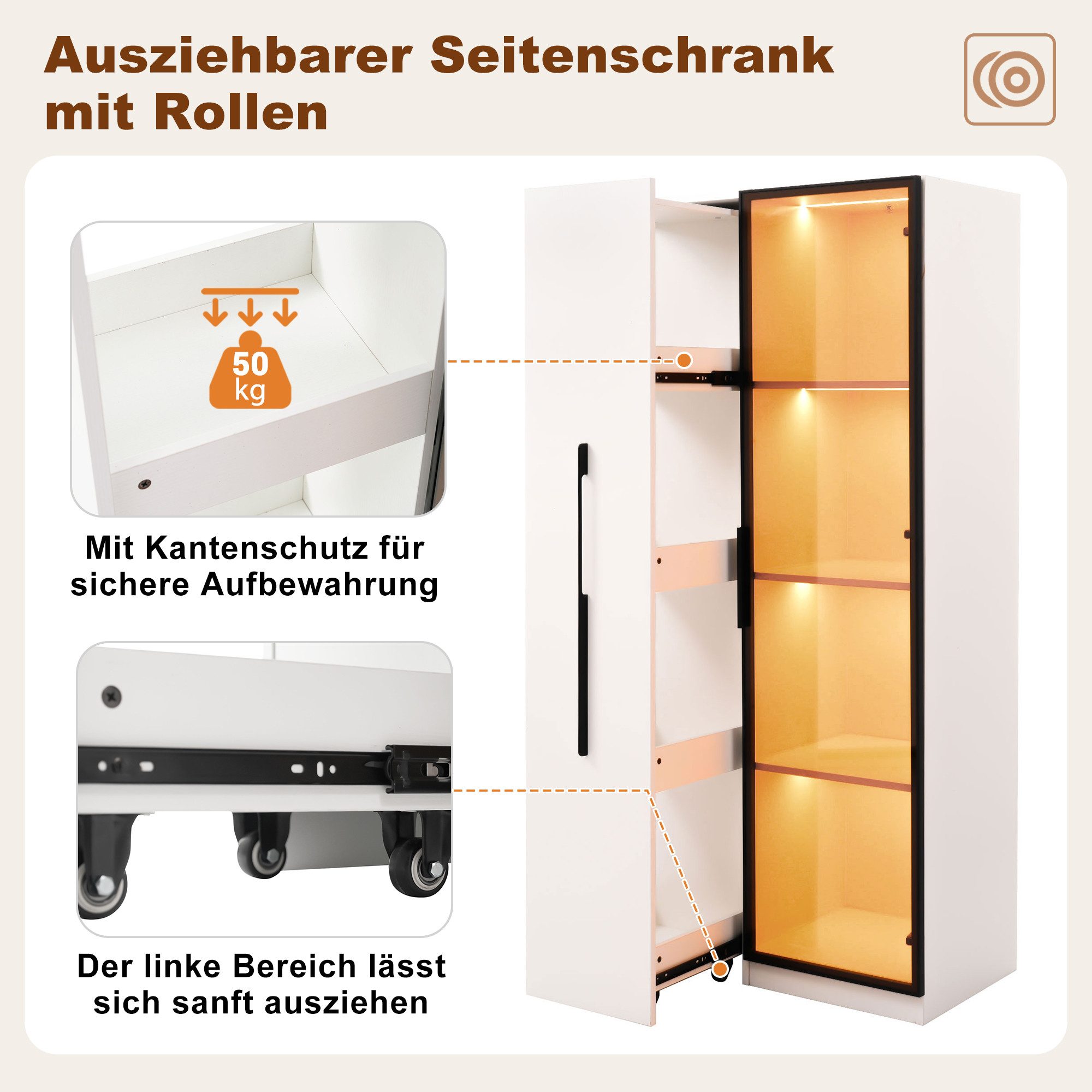 i@home Hochschrank Vitrine,Bücherregal,Multifunktionsschrank,Weiß (Packung günstig online kaufen