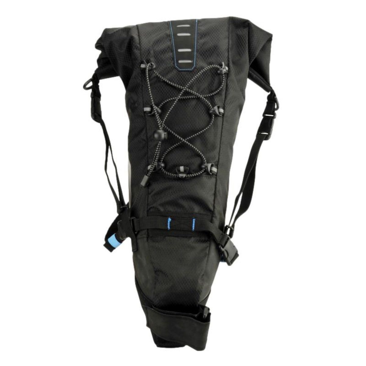 FISCHER Fahrrad Fahrradtasche Sattel-Tasche 7L Fahrrad-Tasche XL Schwarz, Satteltasche Case Bikepacking Klettverschluss für MTB E-Bike etc