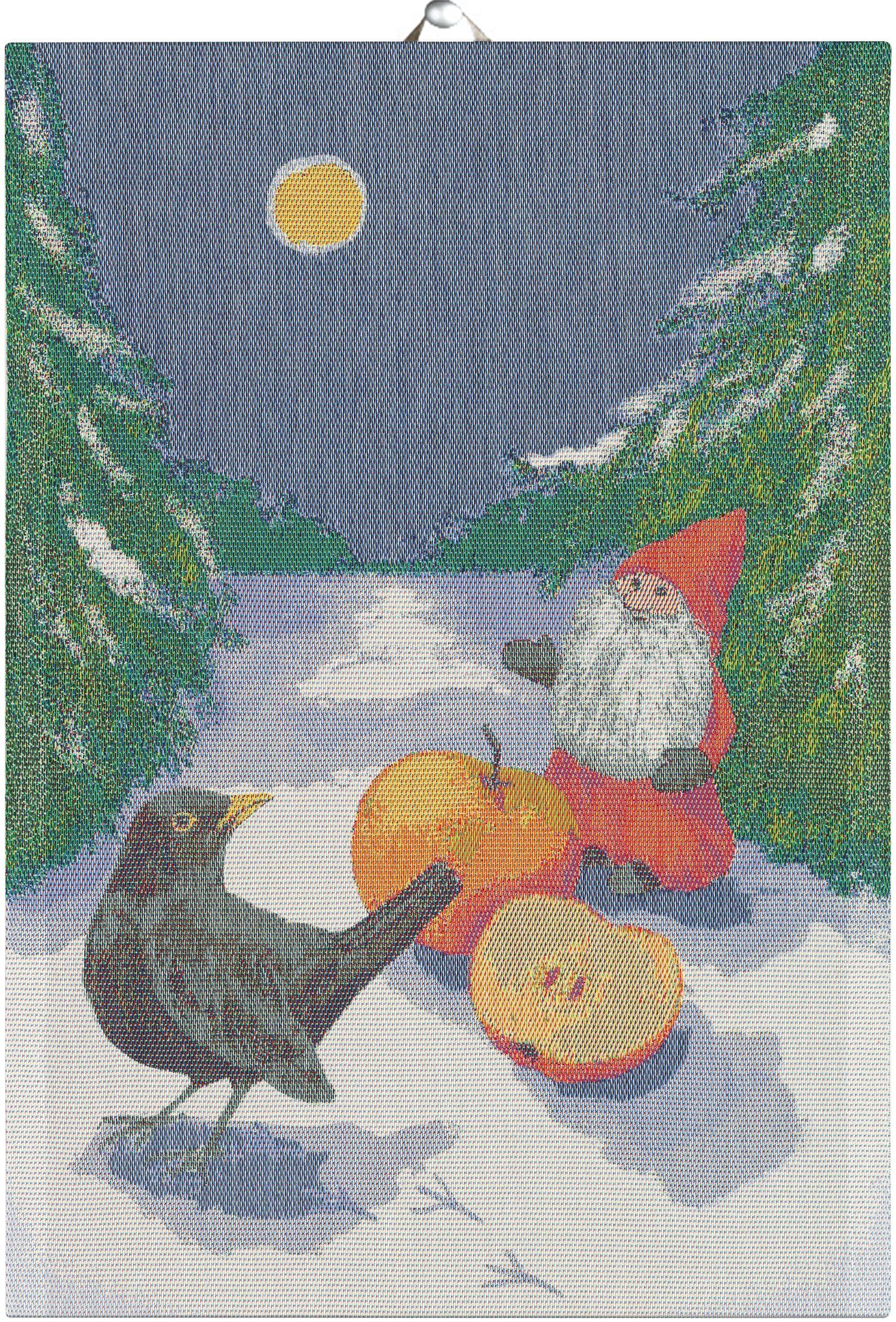 Ekelund Geschirrtuch Küchenhandtuch Vinteräpple 35x50 cm, (1-tlg., 1 x Geschirrtuch), Pixel gewebt (3-farbig)