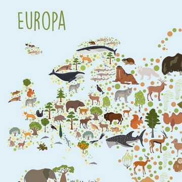 nikima Poster Kinder Weltkarte Tiere, Weltkarte, in 3 Größen