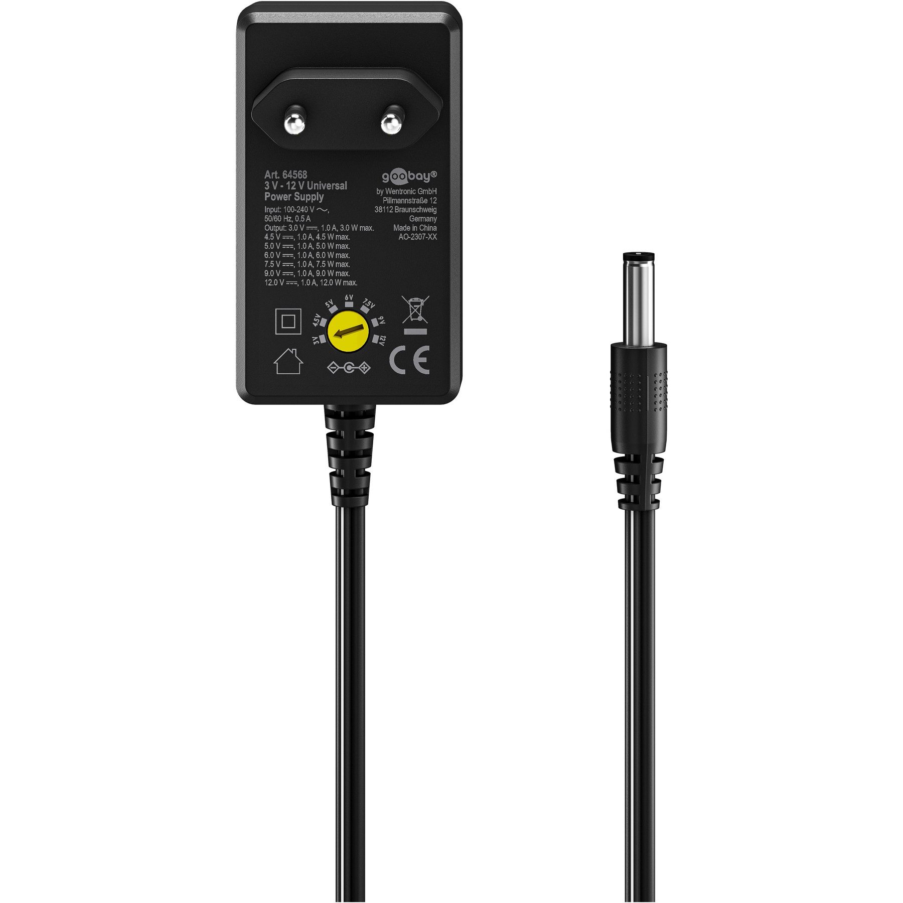 Goobay GOOBAY Universal-Netzteil 64568, 3...12 V-/12 W, 11-Adapter, inkl. Universal-Netzteil