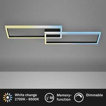 Briloner Leuchten Deckenleuchte 3761015, CCT Farbtemperatursteuerung, Fernbedienung, dimmbar, Nachtlicht, Timer, Speicherfunktion, LED fest verbaut, Farbwechsler, Kaltweiß, Neutralweiß, Tageslichtweiß, Warmweiß, Deckenlampe, 120 x 28 x 8 cm, Schwarz, 44W, Wohnzimmer, Schlafzimmer