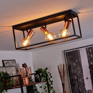 hofstein Deckenleuchte »Palazzetto« längliche Deckenlampe aus Metall in Schwarz/Roségold, ohne Leuchtmittel, mit verstellbaren Strahlern u. Lichteffekt durch Gitter-Optik, E27