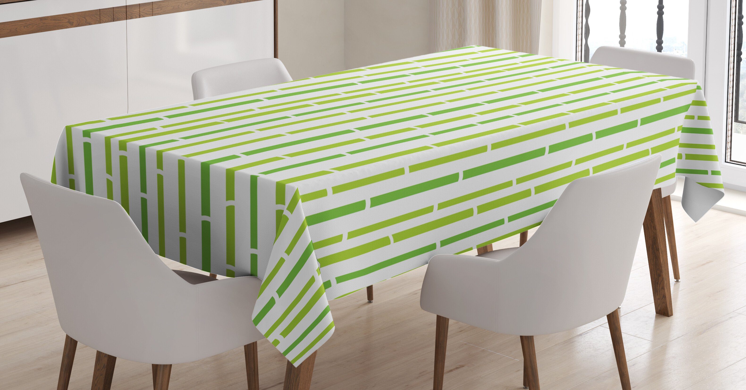 Farbfest Tischdecke Bereich Geometrischer Für Farben, Bamboo Außen geeignet den Abakuhaus Waschbar Klare Wald Stalks