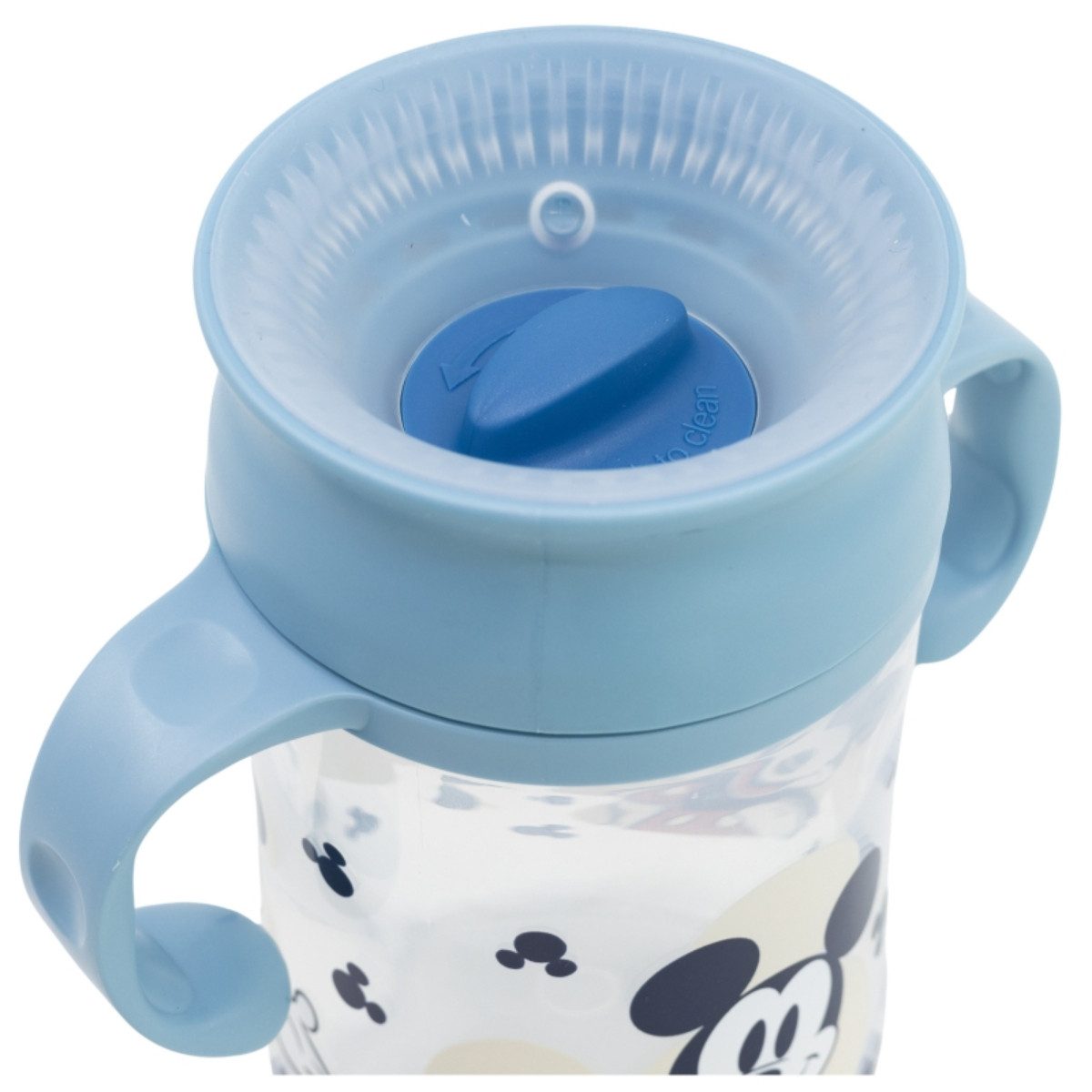 Disney Mickey Mouse Trinkflasche Trinklernbecher 395 ml – 360° Becher mit Griffen und Deckel – Bild 2 von 5