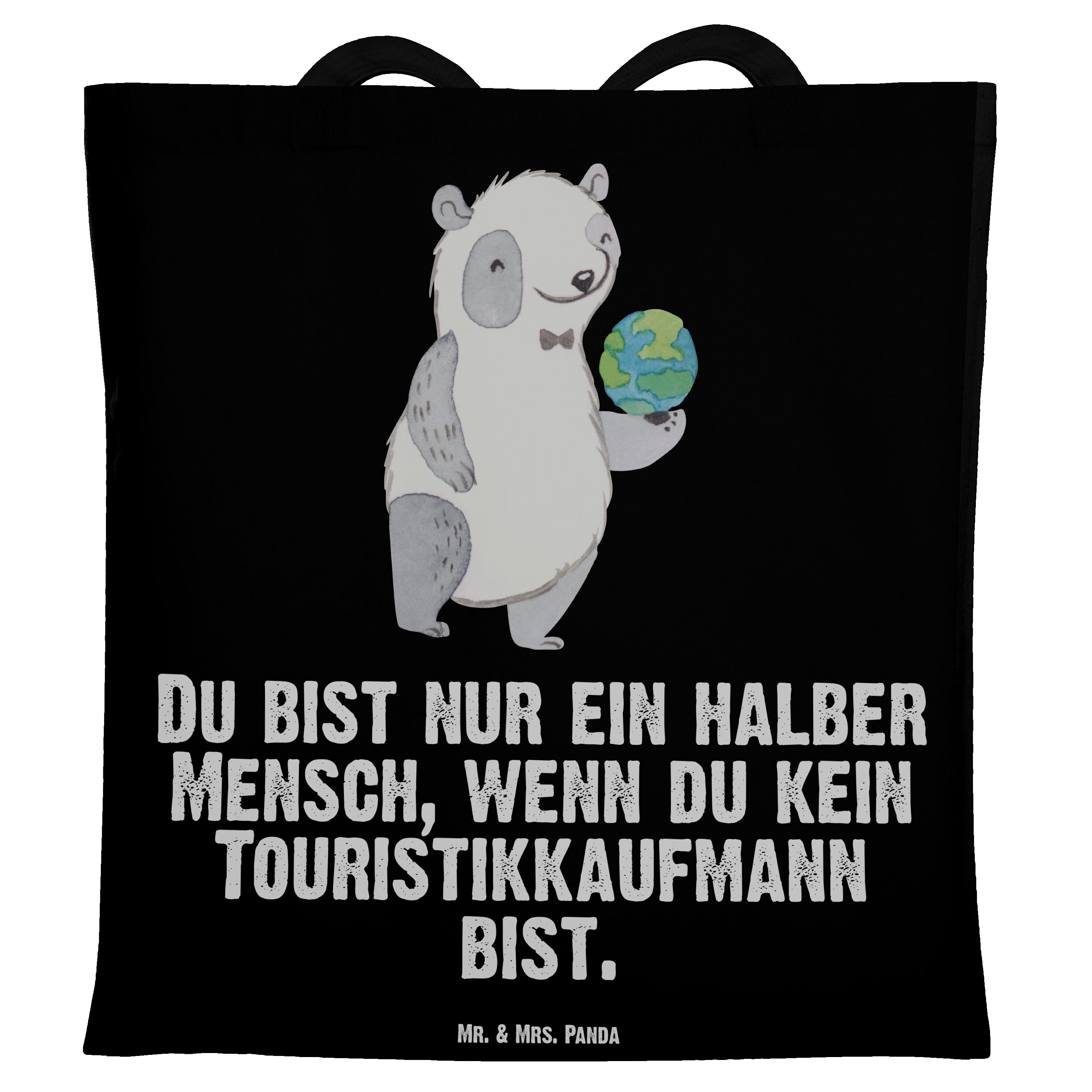 Mr. & Herz mit Schwarz - Panda Mrs. Geschenk, Touristikkaufmann (1-tlg) - Tragetasche Einkaufstasche, Sche