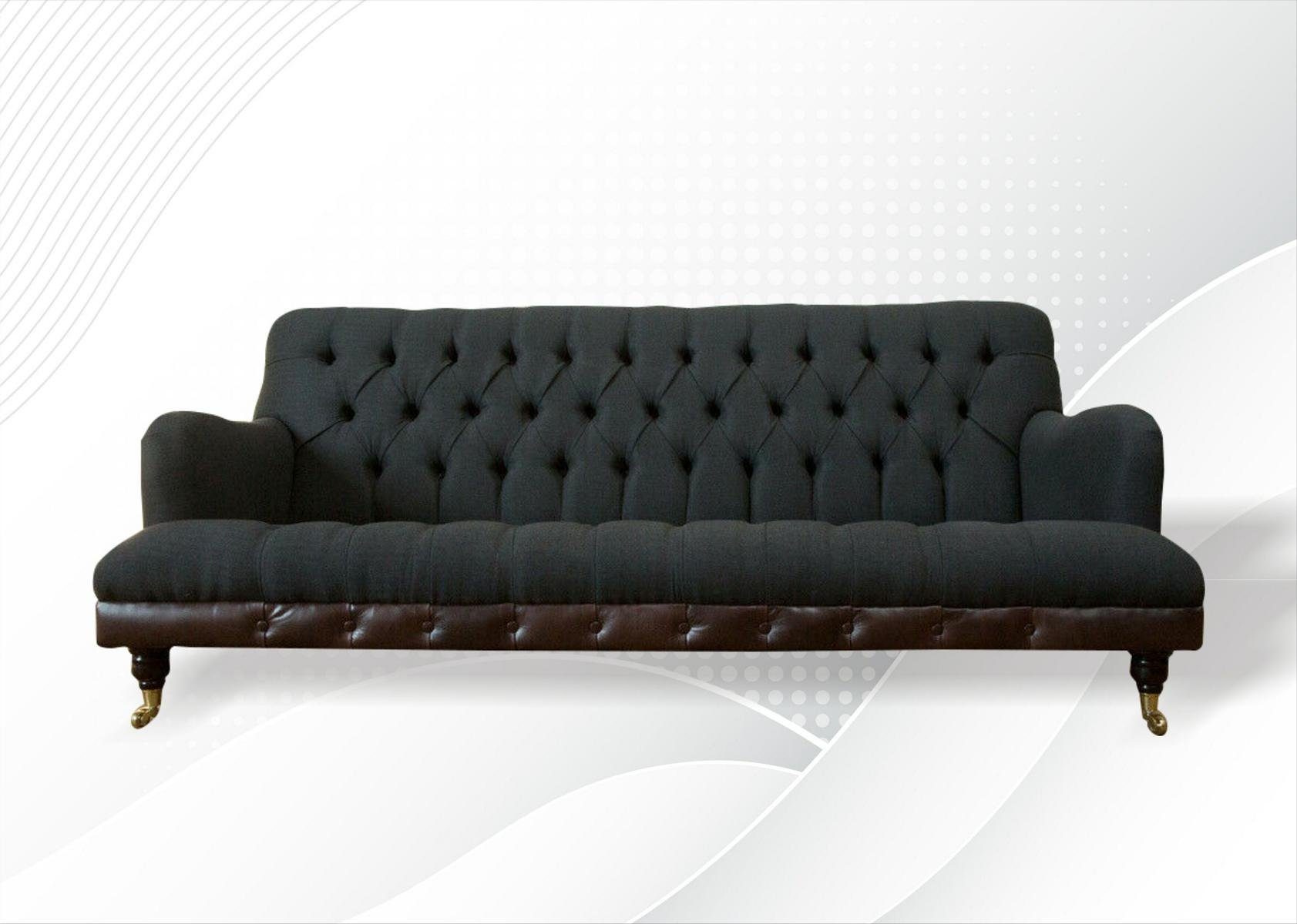 JVmoebel Chesterfield-Sofa, Chesterfield 3 Sitzer Design Sofa Couch 190 cm, Die Rückenlehne mit Knöpfen.