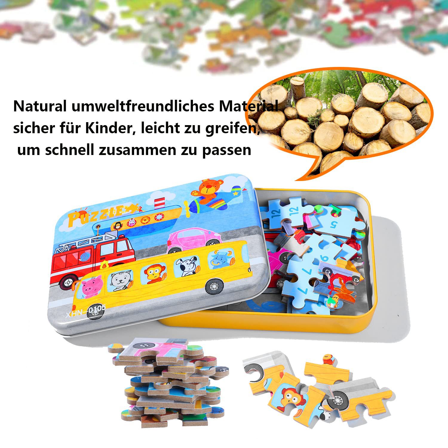 CLTYQ Puzzle Puzzle Kinderpuzzle Puzzleteile, ab 3 Vier schwierigkeitsgrade, Puzzleteile, Lernspielzeug für Kinder Alt (Auto)
